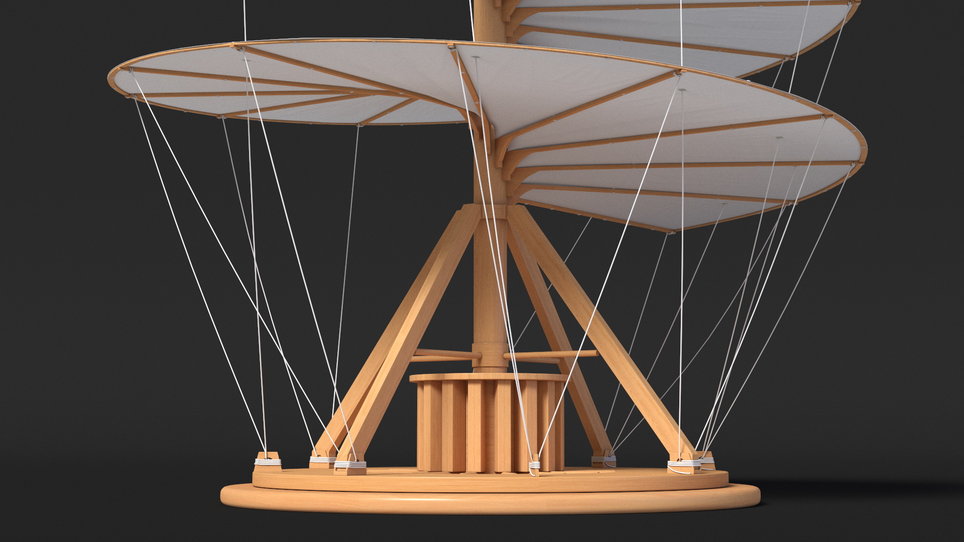 3D model Leonardo Da Vinci Helicopter Wooden Concept Rigged