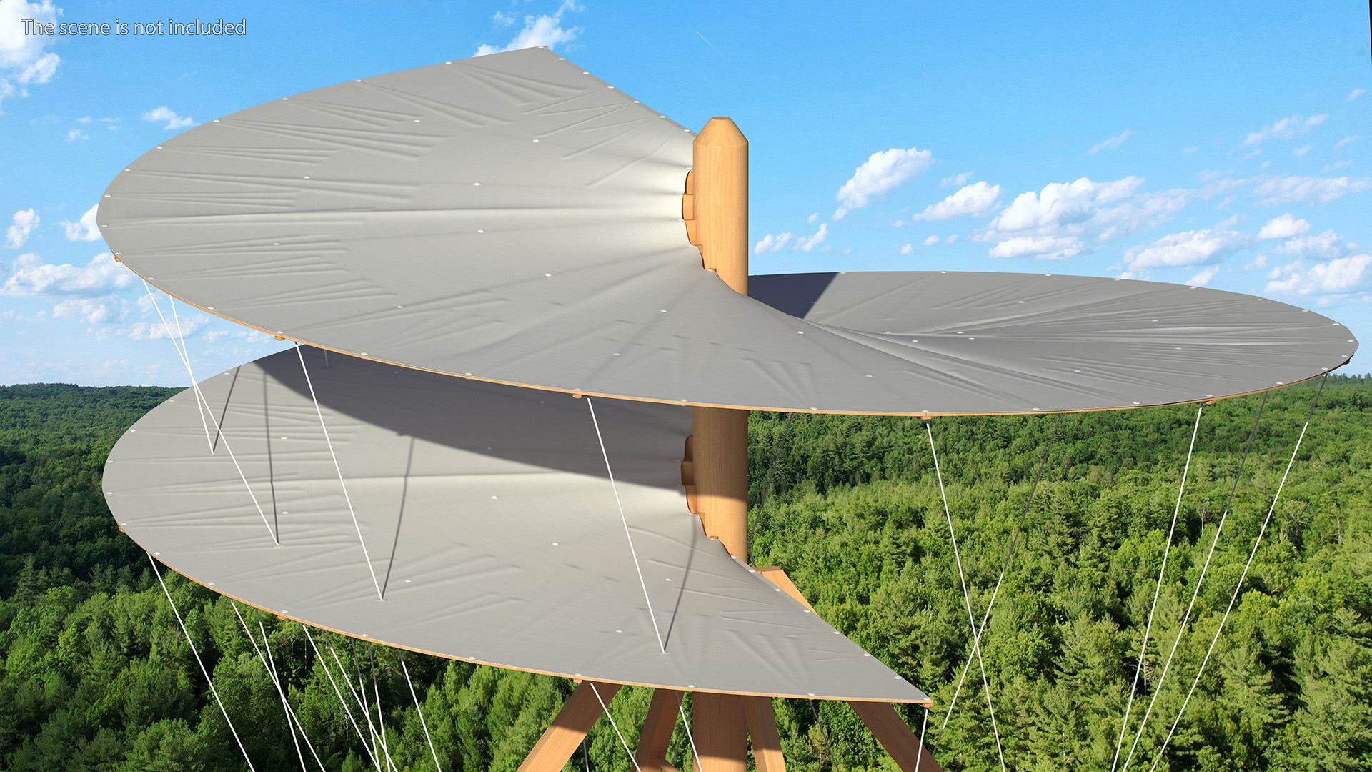 3D model Leonardo Da Vinci Helicopter Wooden Concept Rigged