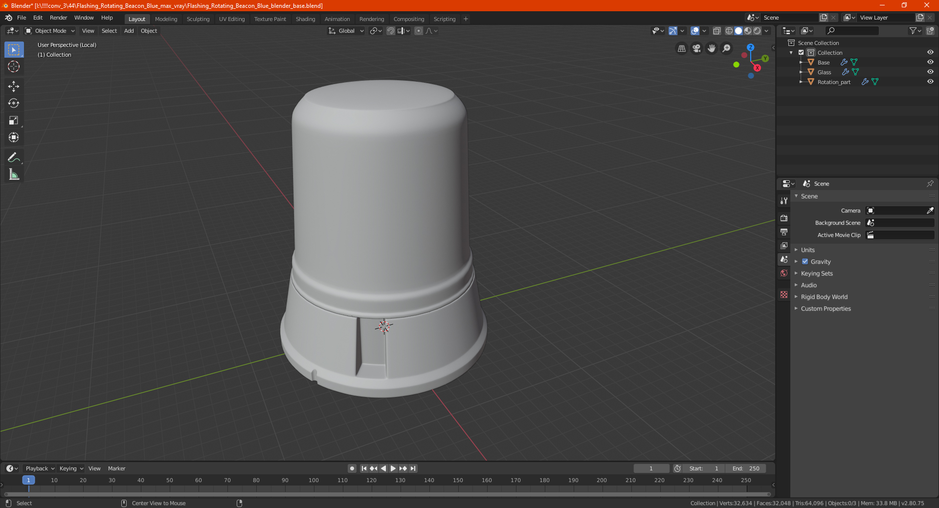 3D Flashing Rotating Beacon Transparent