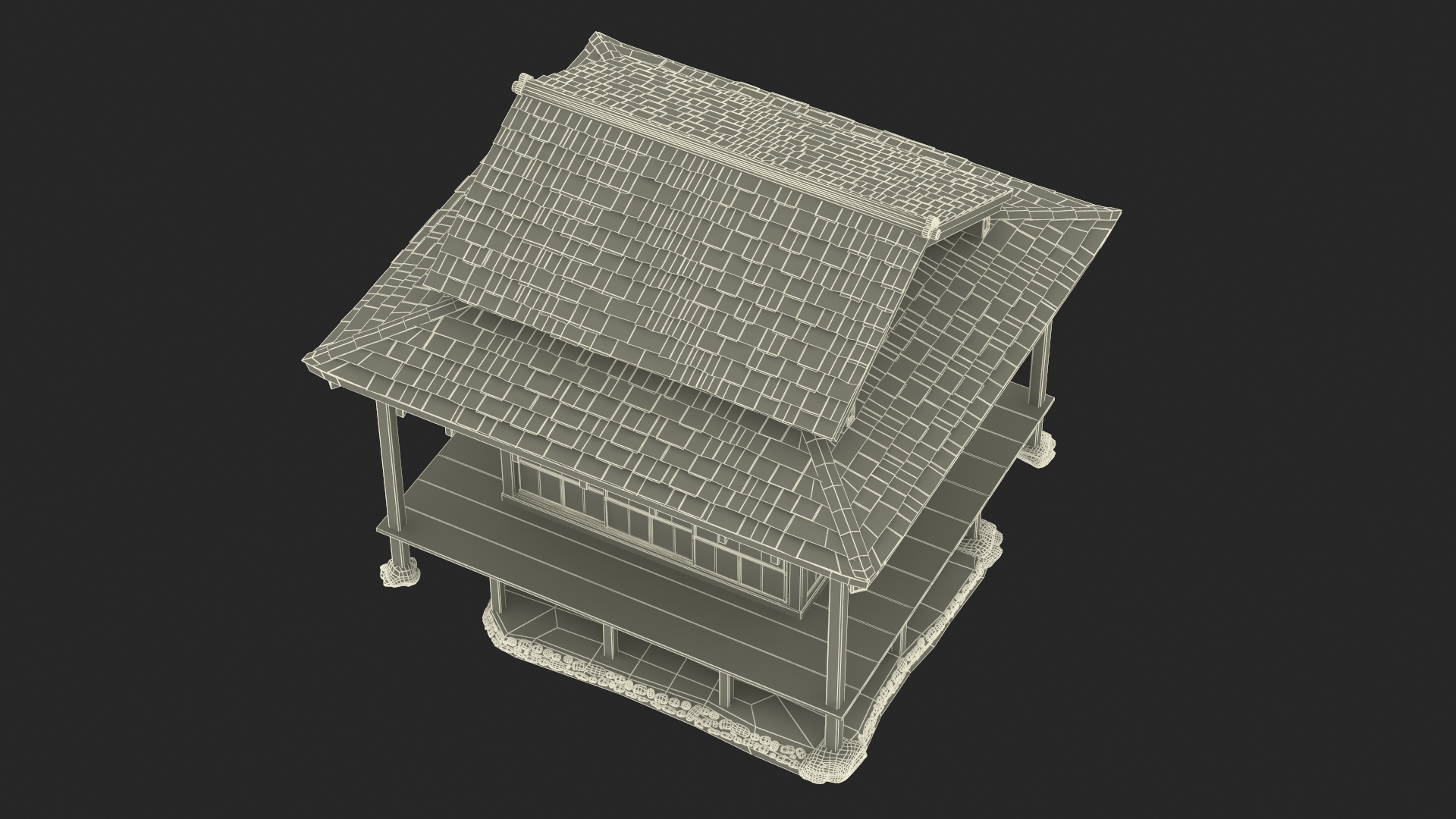 3D Japanese Man Having Tea in Traditional Tea House model