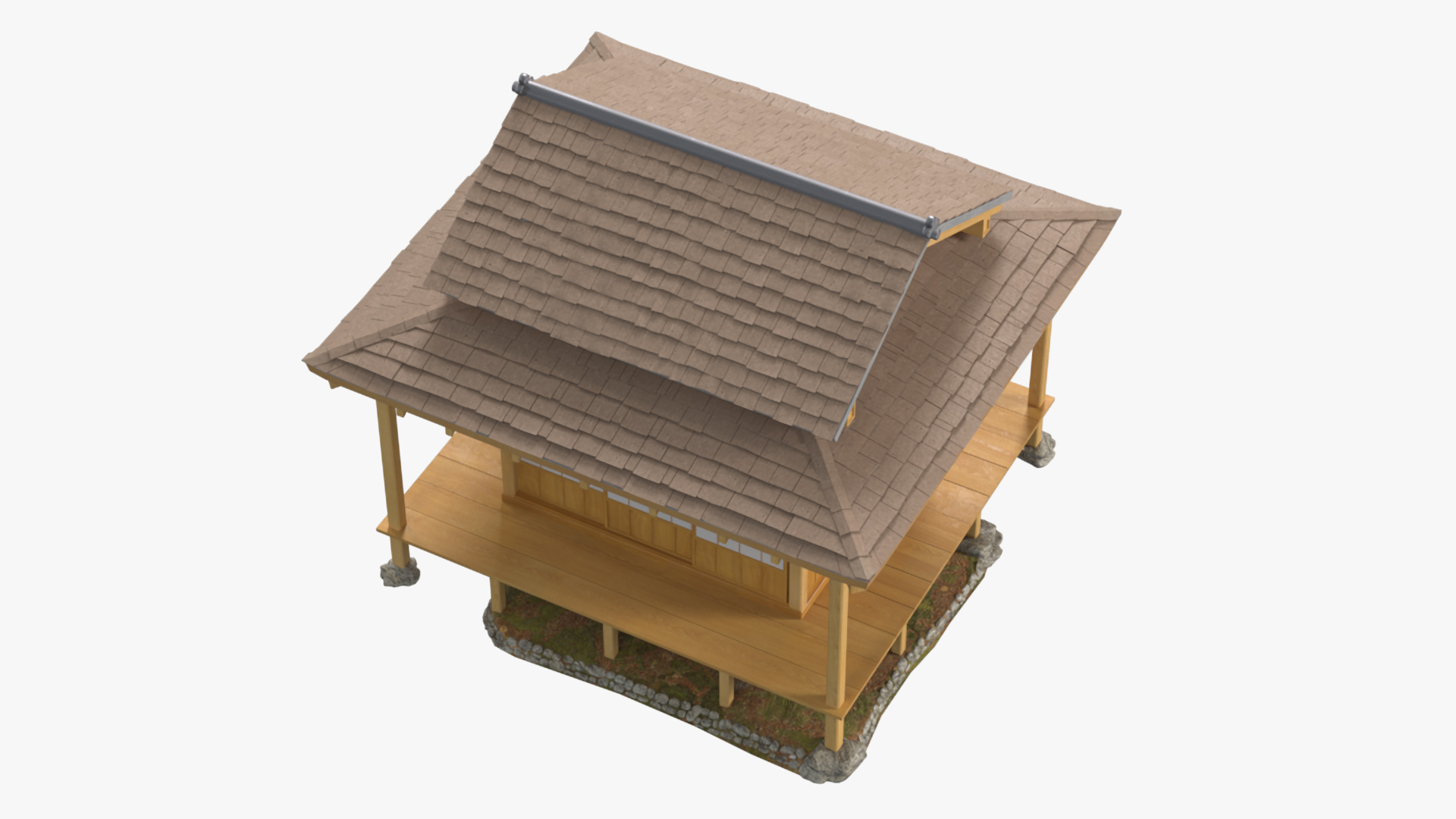3D Japanese Man Having Tea in Traditional Tea House model