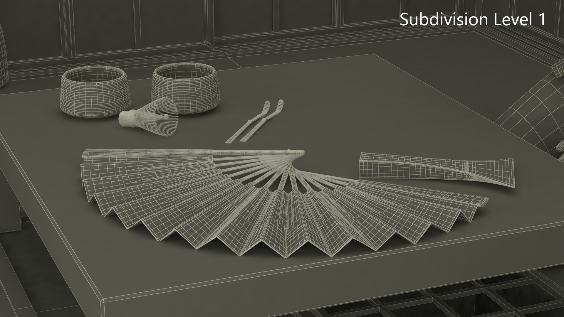 3D Japanese Man Having Tea in Traditional Tea House model