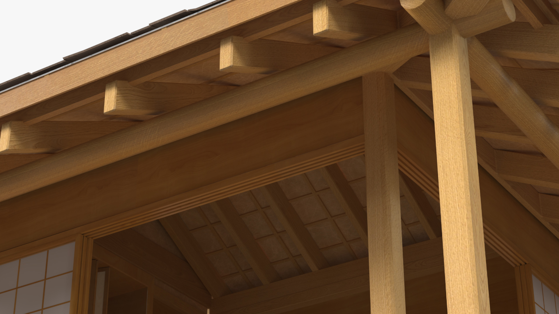 3D Japanese Man Having Tea in Traditional Tea House model