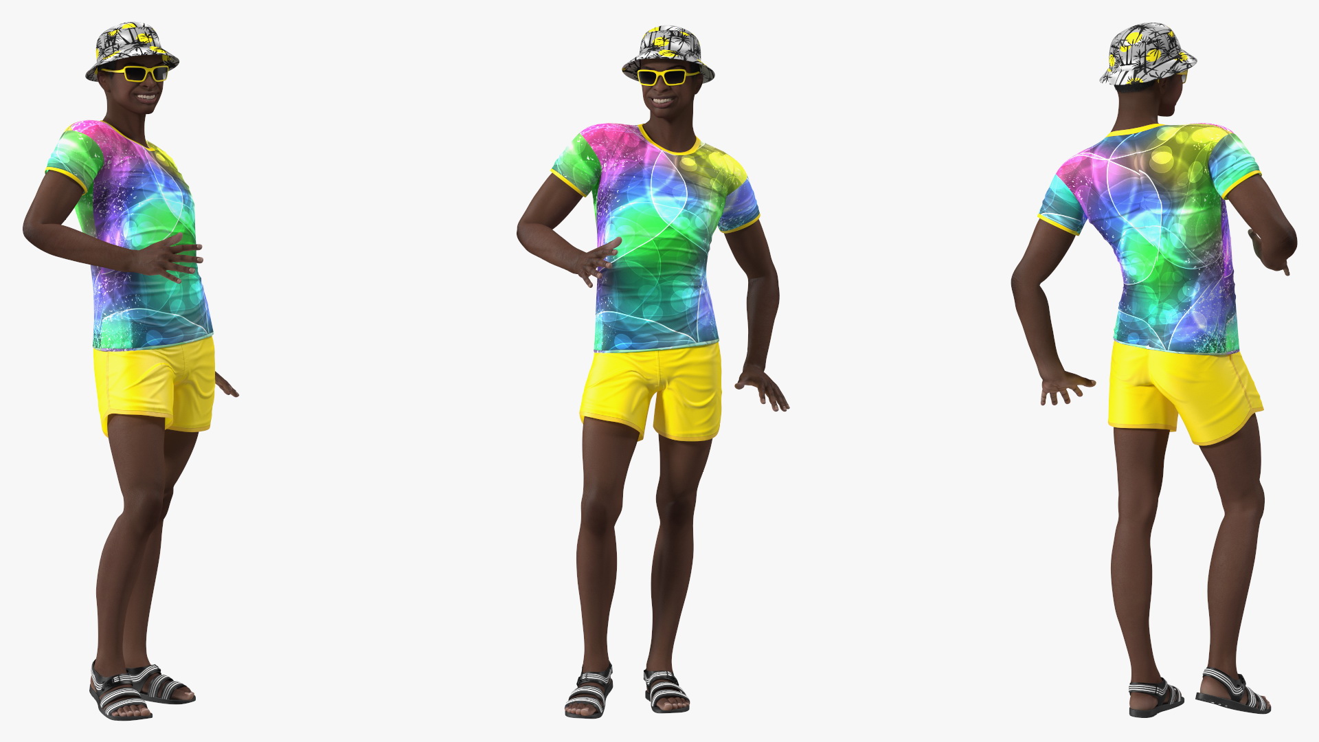 Dark Skin Teenager Beach Style Rigged 3D