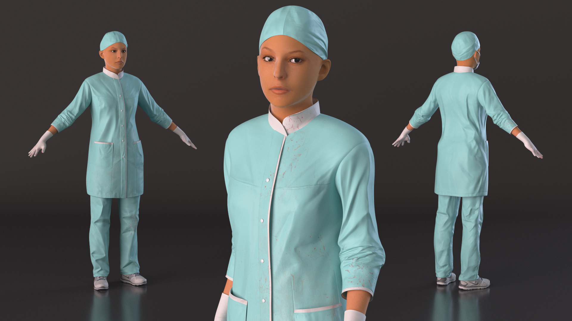 3D Lady Surgeon or Nurse Rigged model
