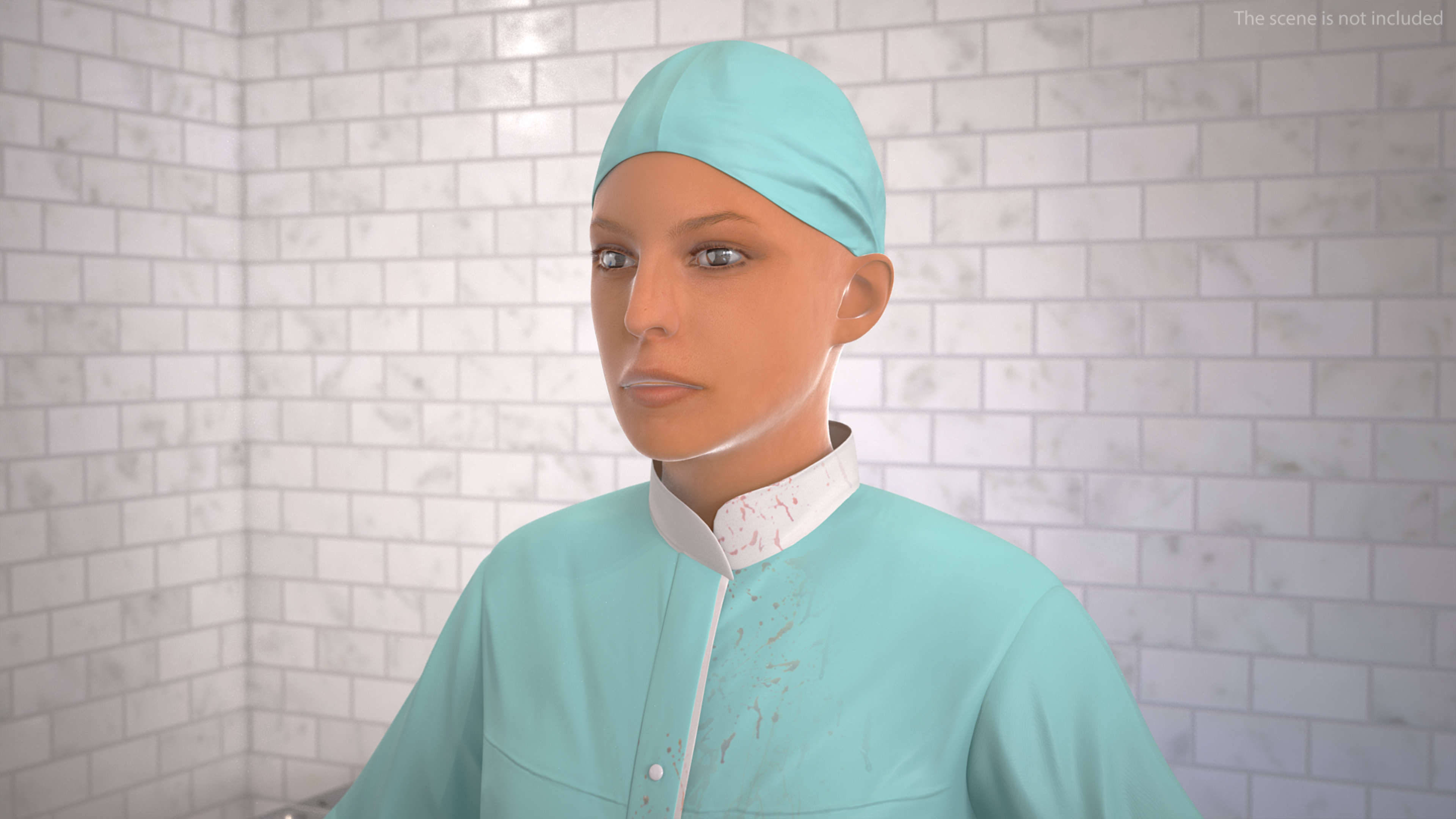 3D Lady Surgeon or Nurse Rigged model