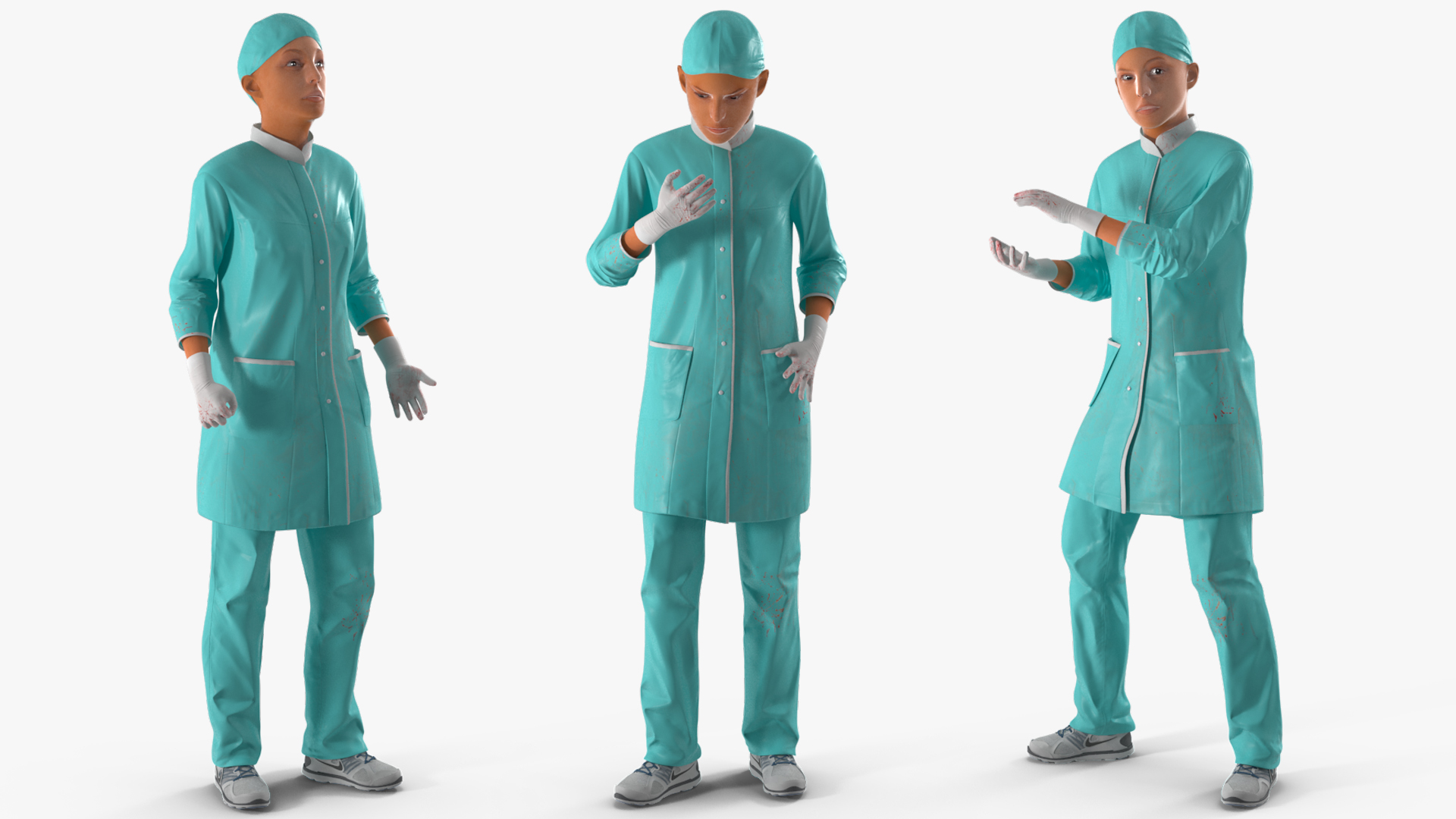 3D Lady Surgeon or Nurse Rigged model