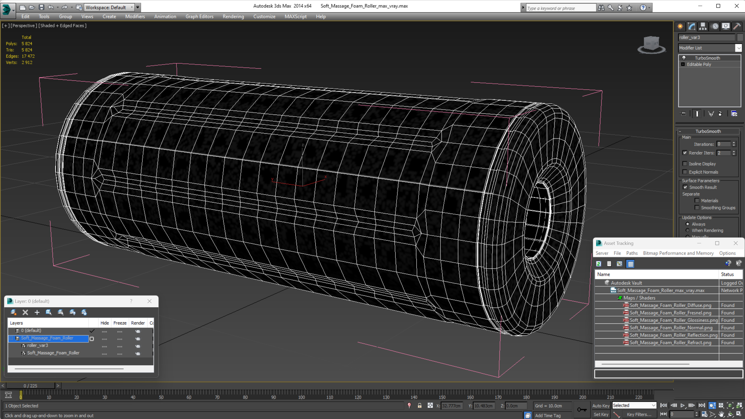 Soft Massage Foam Roller 3D model