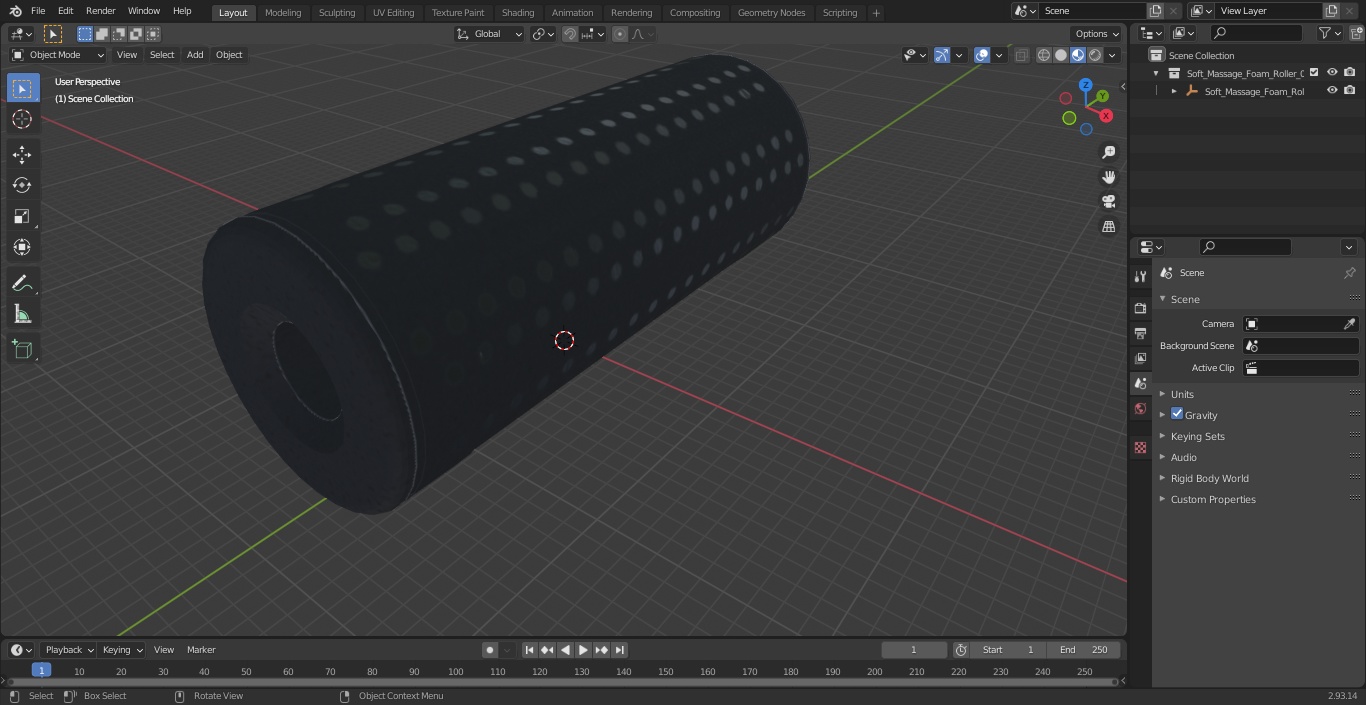 Soft Massage Foam Roller 3D model