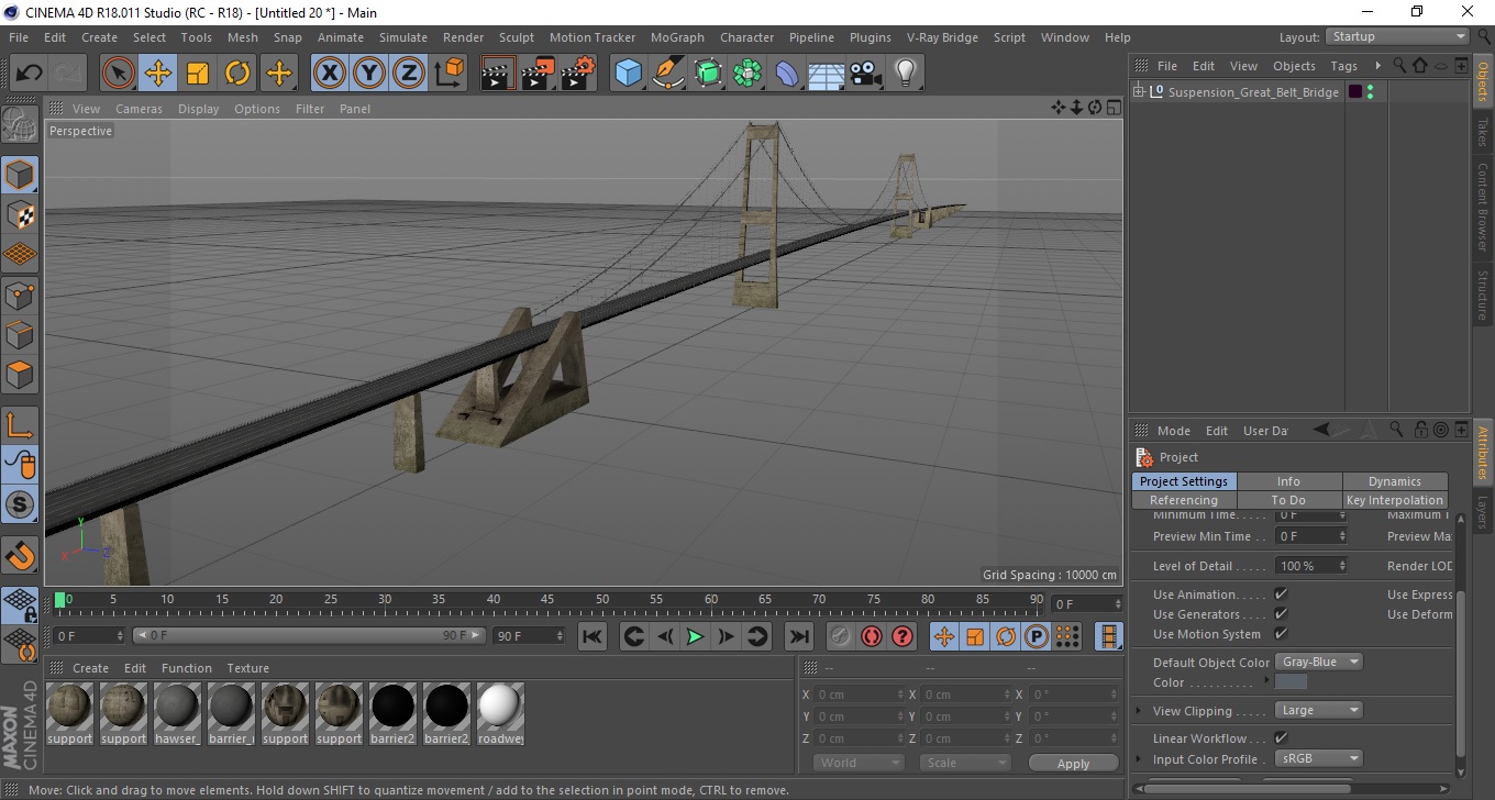 3D Suspension Great Belt Bridge model
