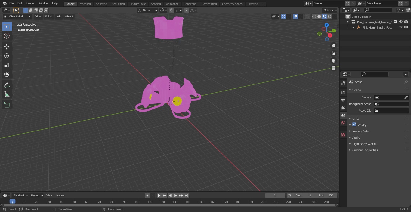 3D Pink Hummingbird Feeder model
