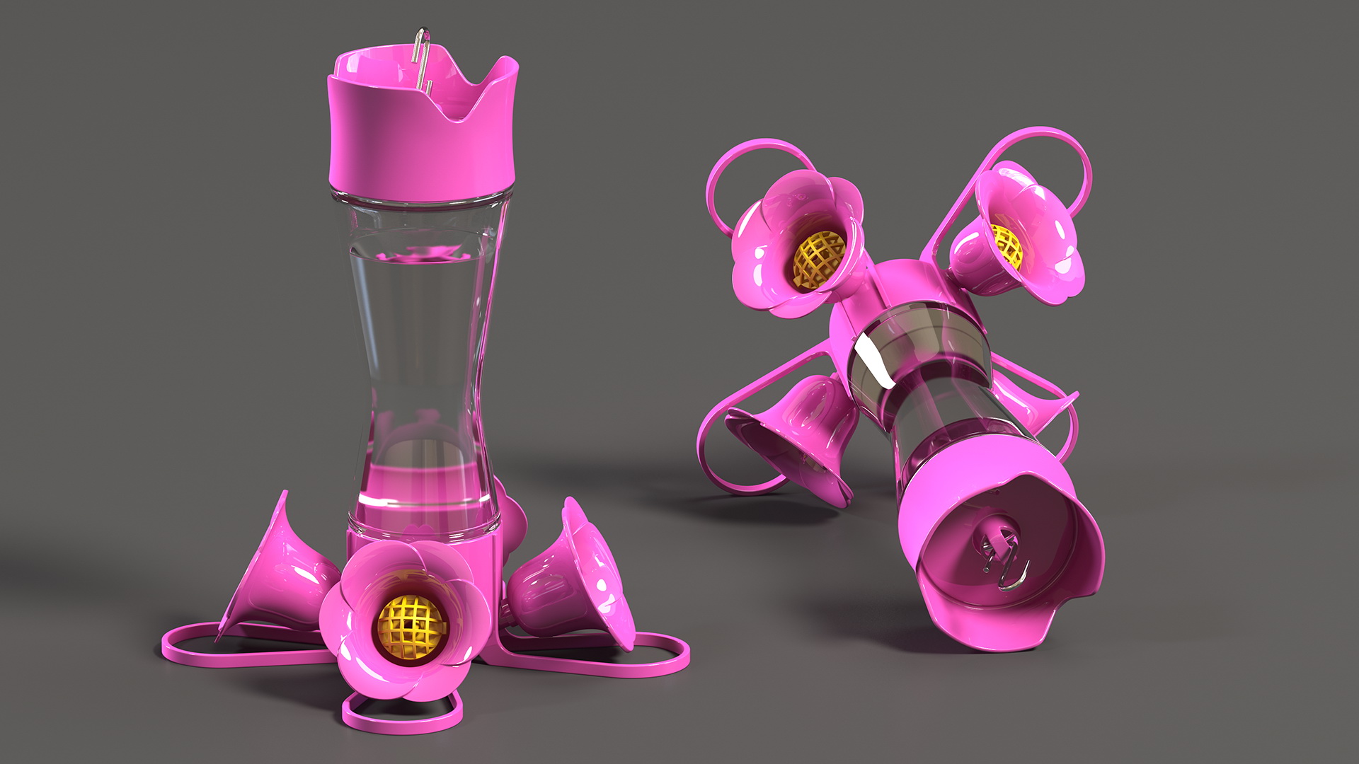 3D Pink Hummingbird Feeder model