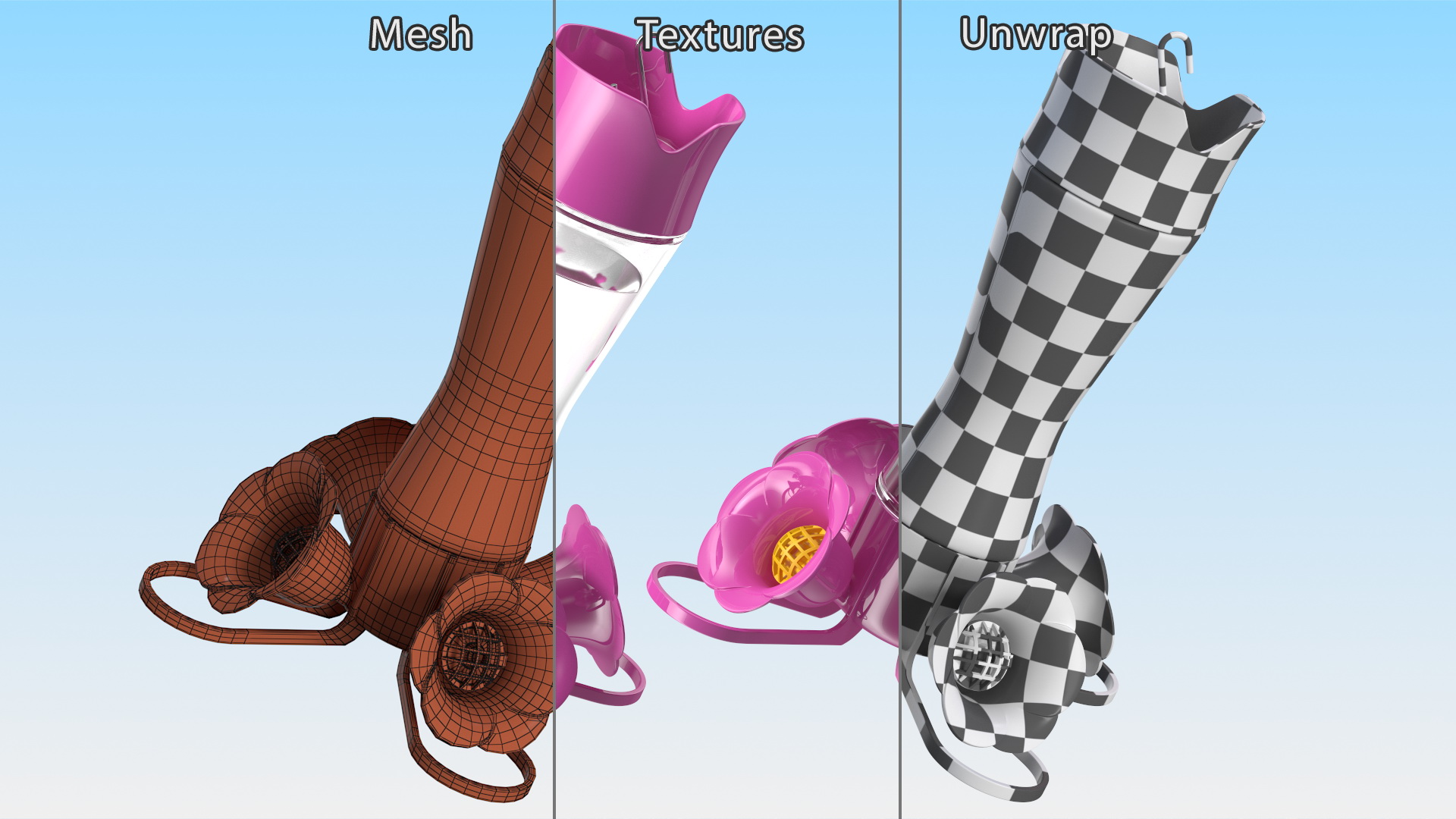 3D Pink Hummingbird Feeder model