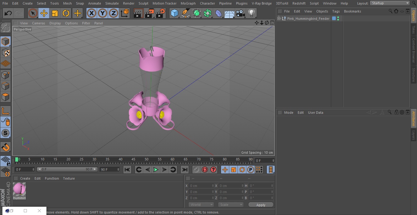 3D Pink Hummingbird Feeder model