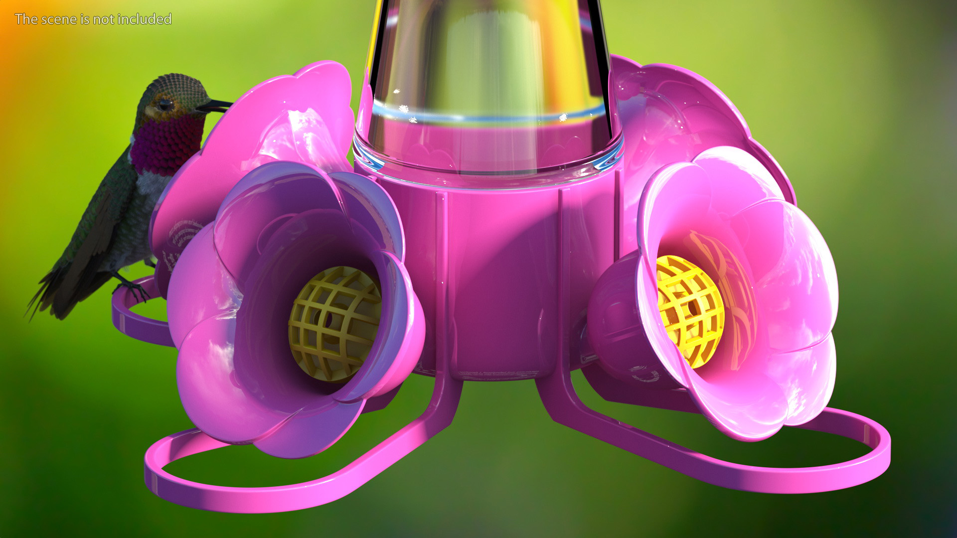 3D Pink Hummingbird Feeder model
