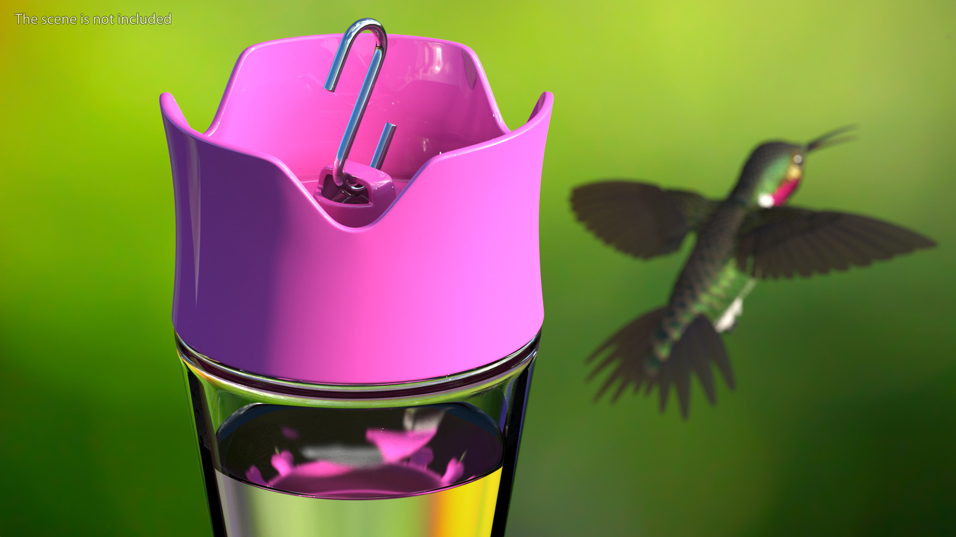 3D Pink Hummingbird Feeder model