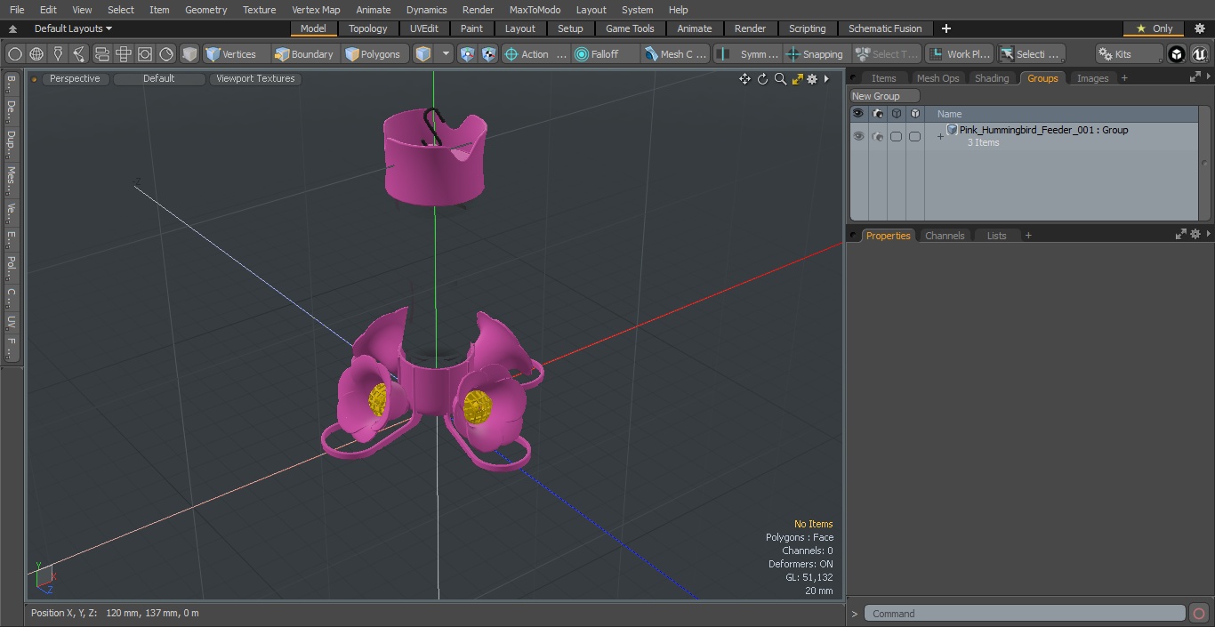 3D Pink Hummingbird Feeder model