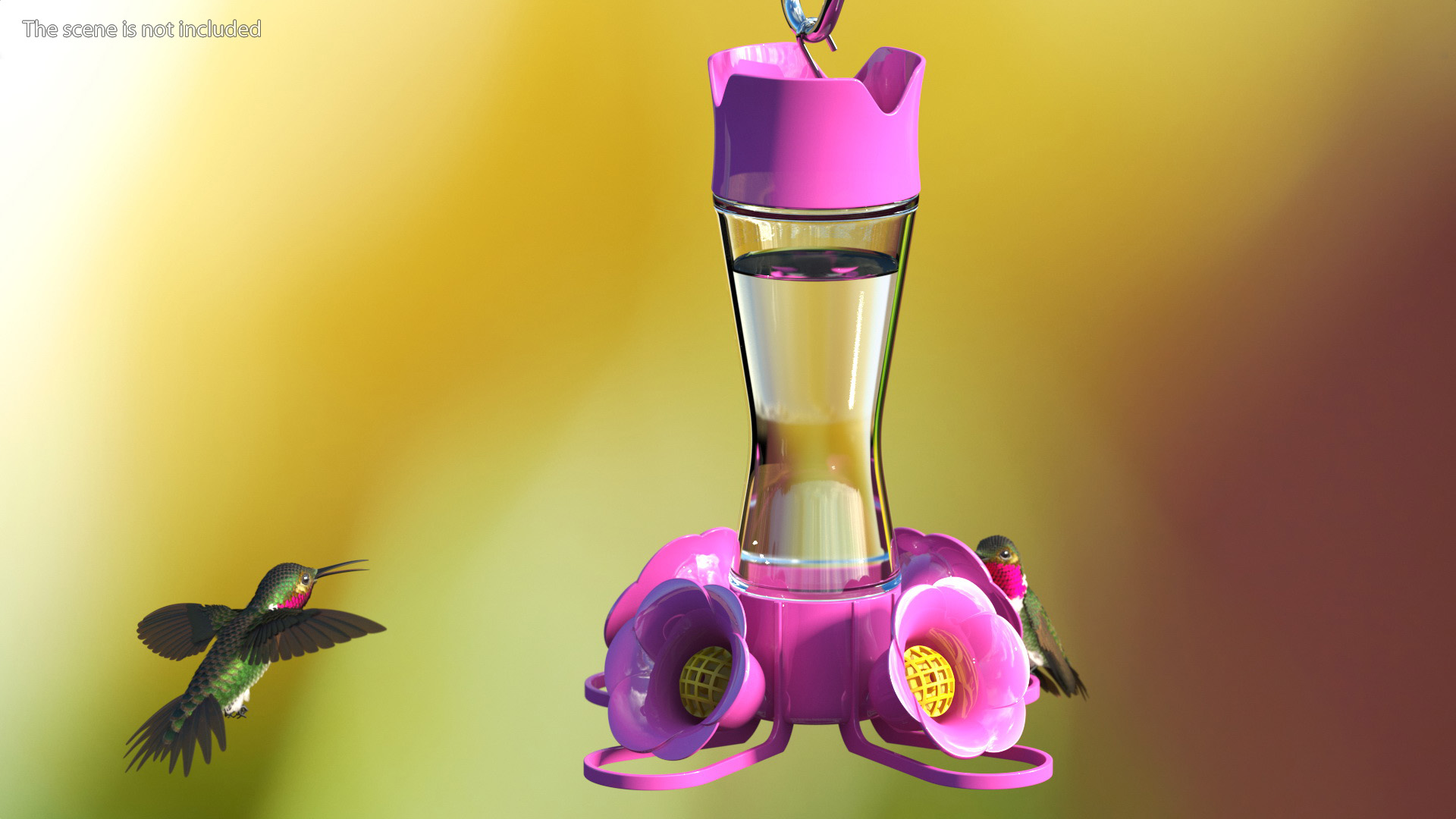 3D Pink Hummingbird Feeder model