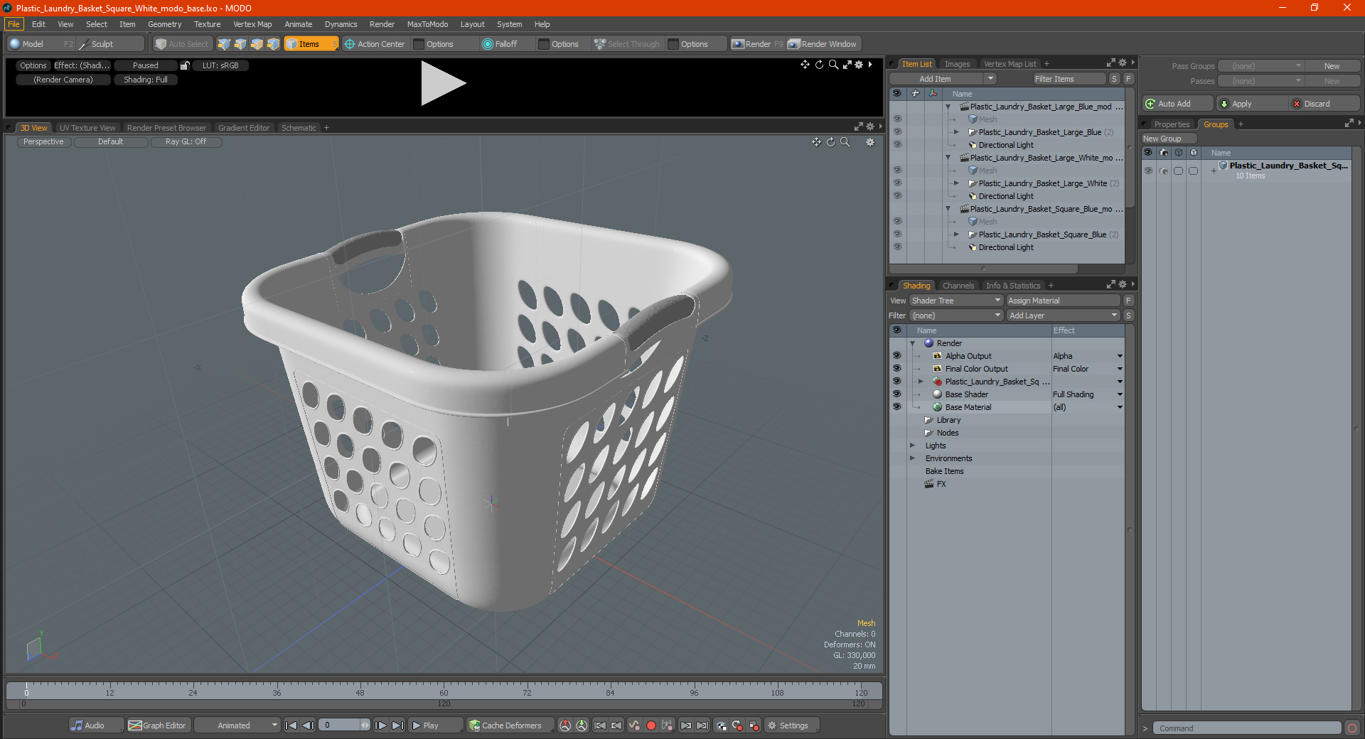 3D model Plastic Laundry Basket Square White