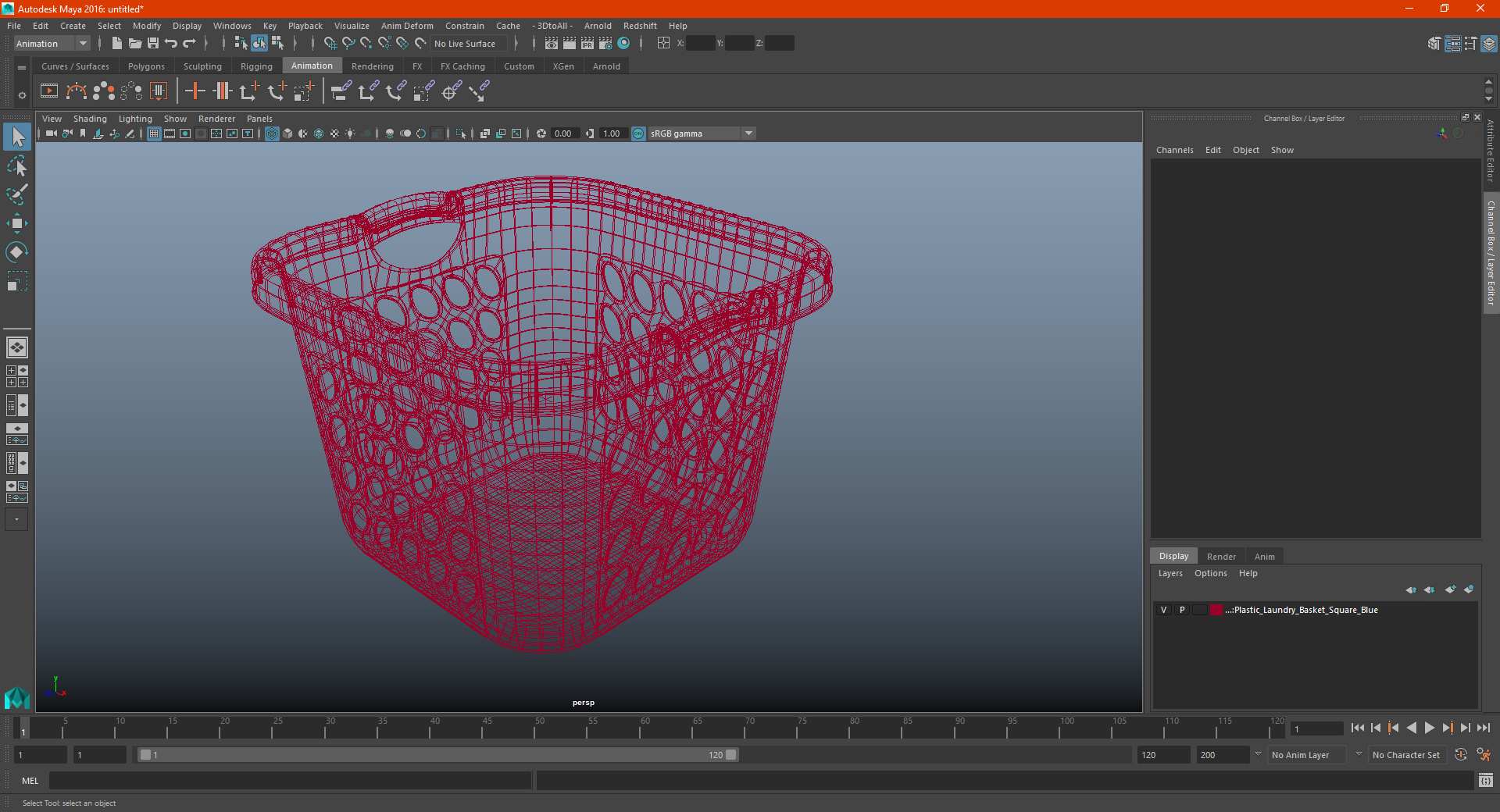 3D model Plastic Laundry Basket Square White