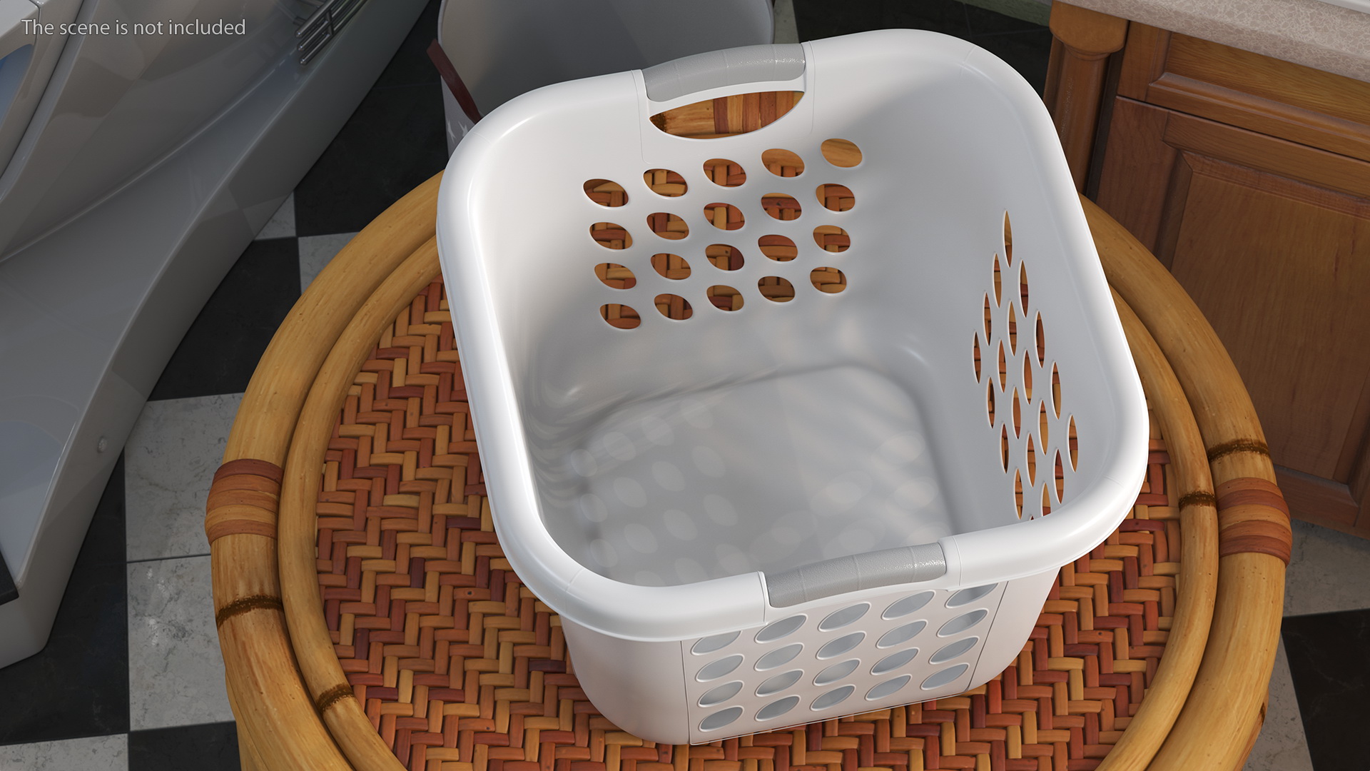 3D model Plastic Laundry Basket Square White