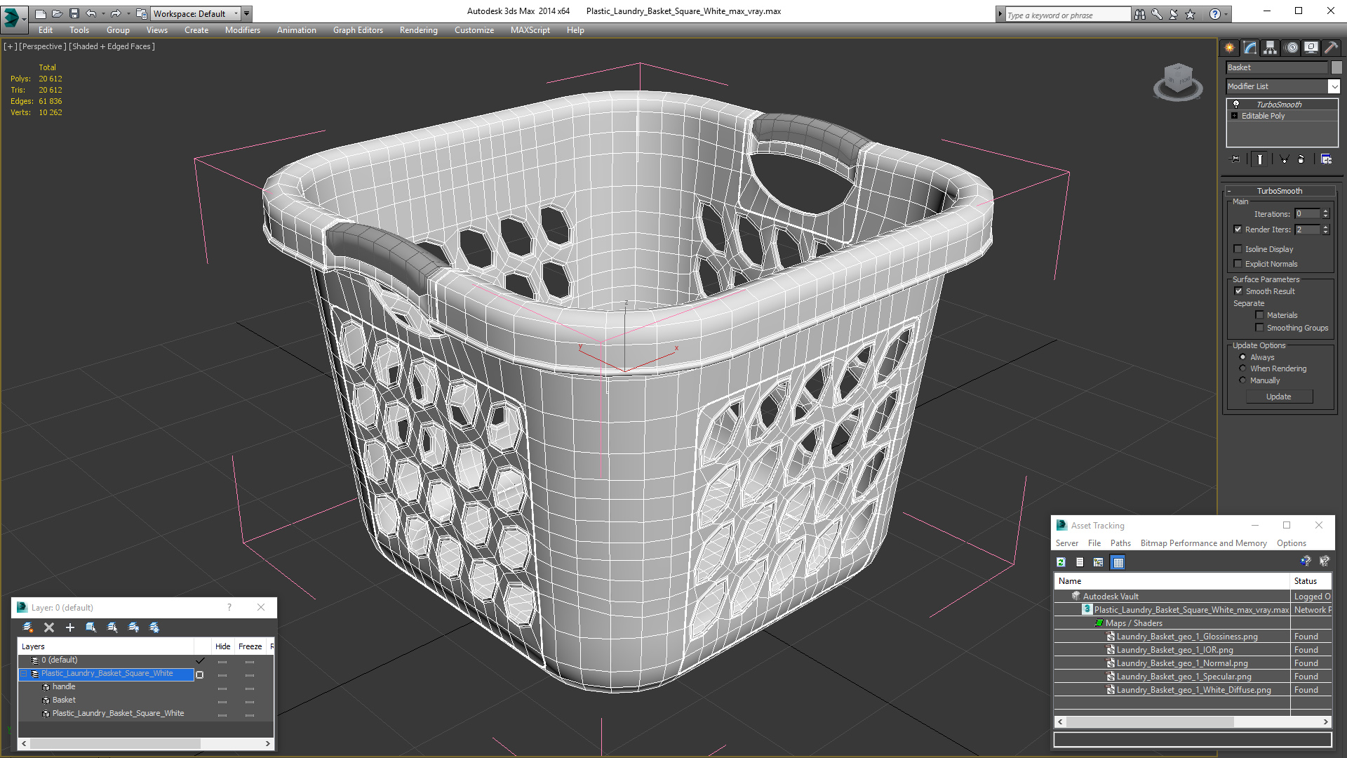 3D model Plastic Laundry Basket Square White