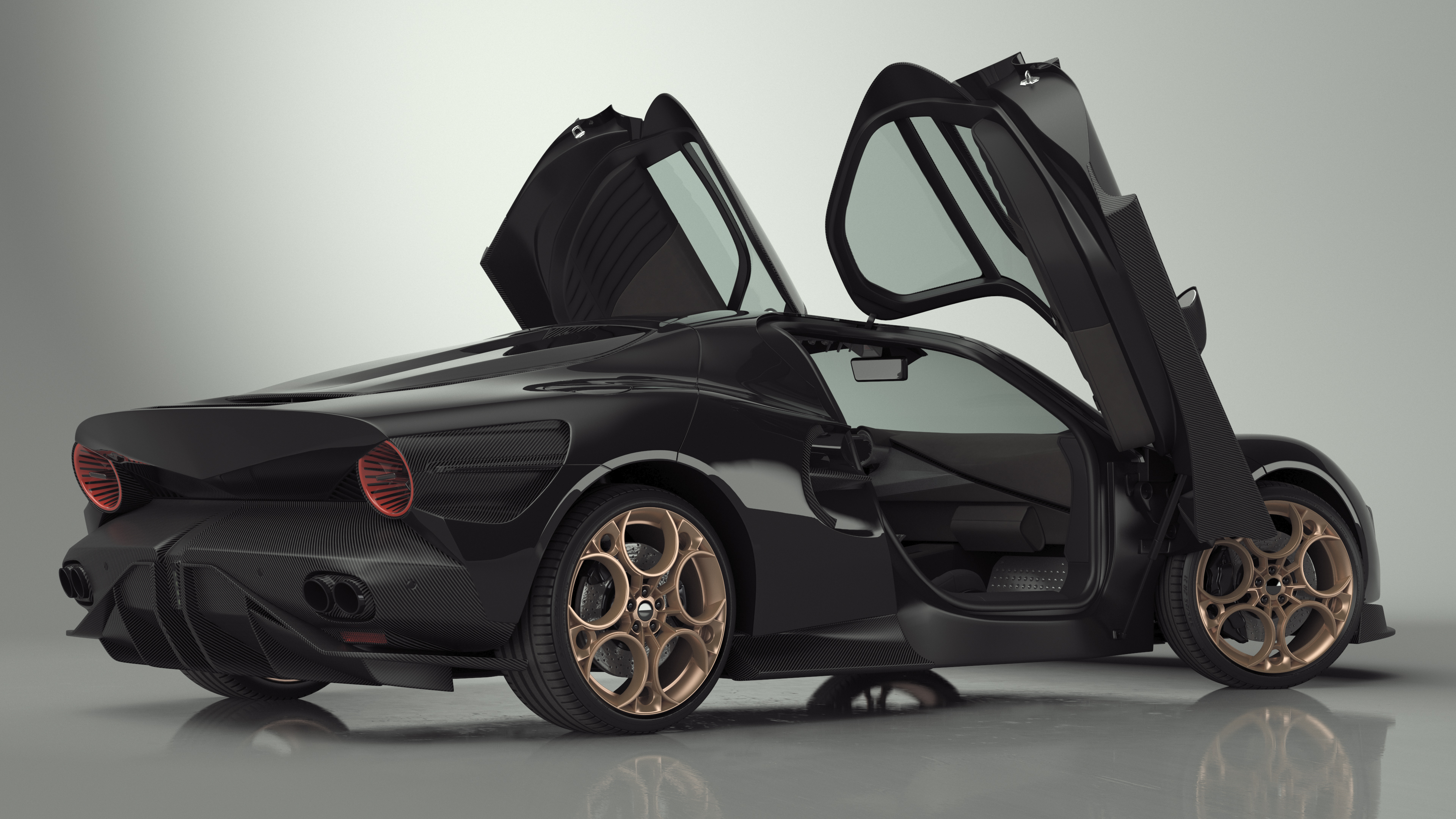 Luxurious Supercar Coupe Black Rigged 3D
