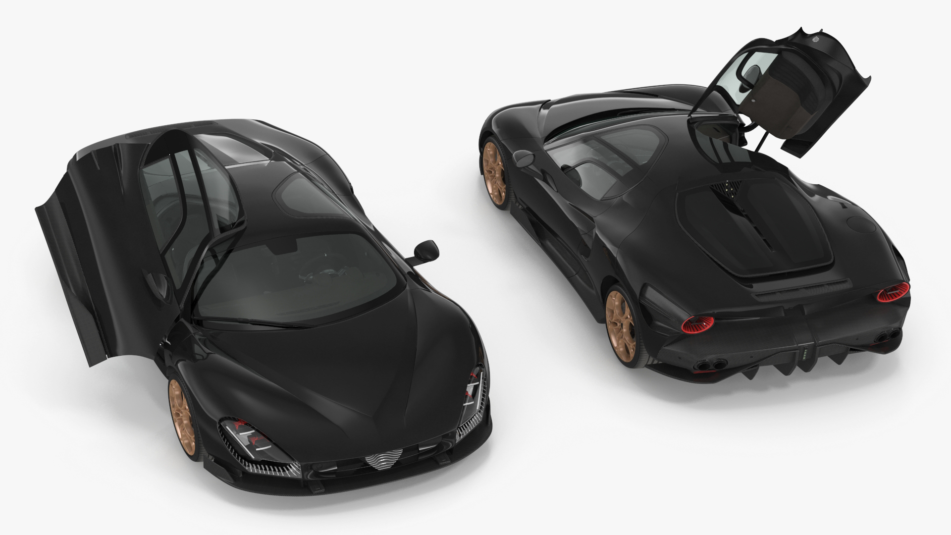 Luxurious Supercar Coupe Black Rigged 3D