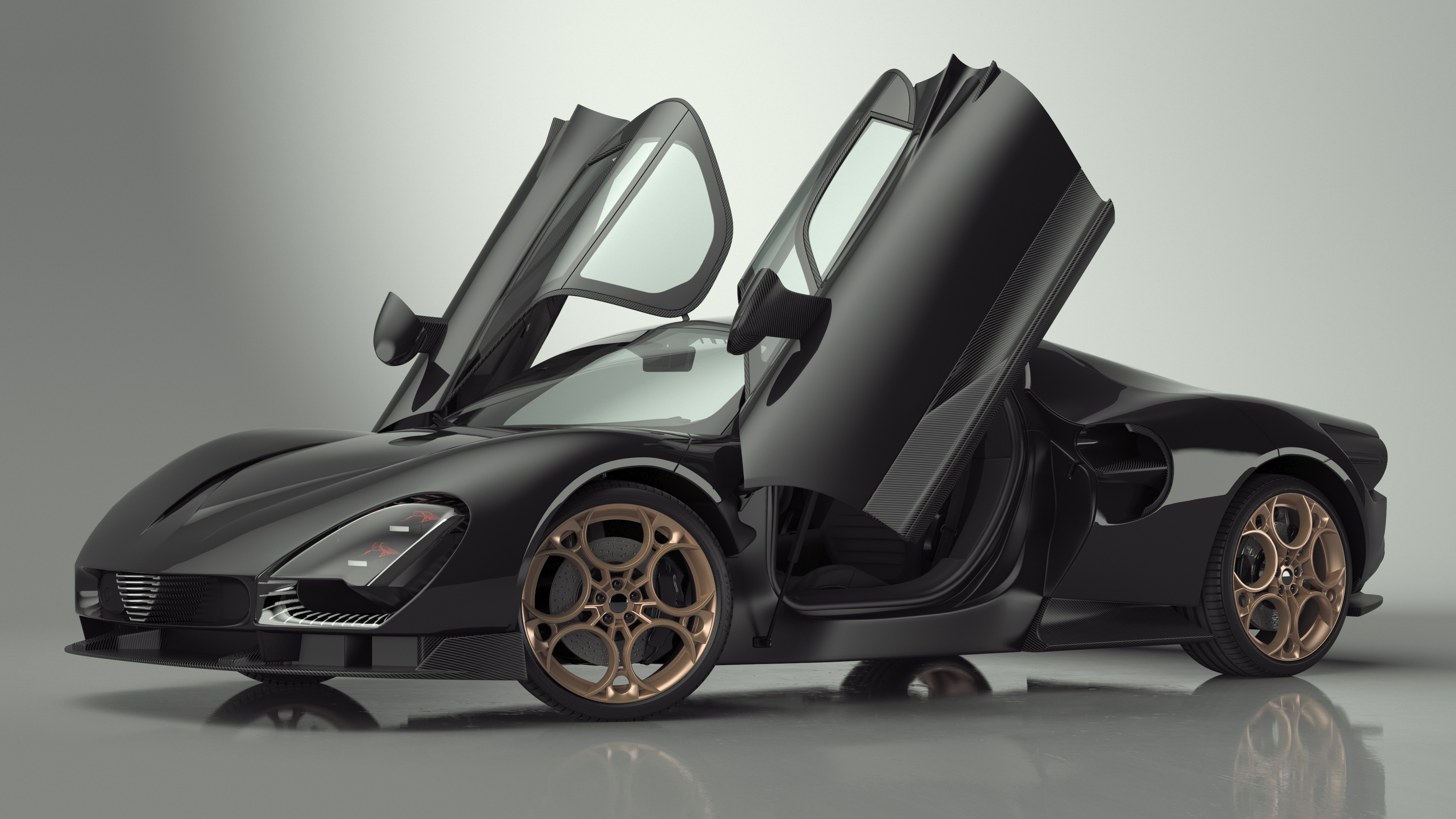 Luxurious Supercar Coupe Black Rigged 3D
