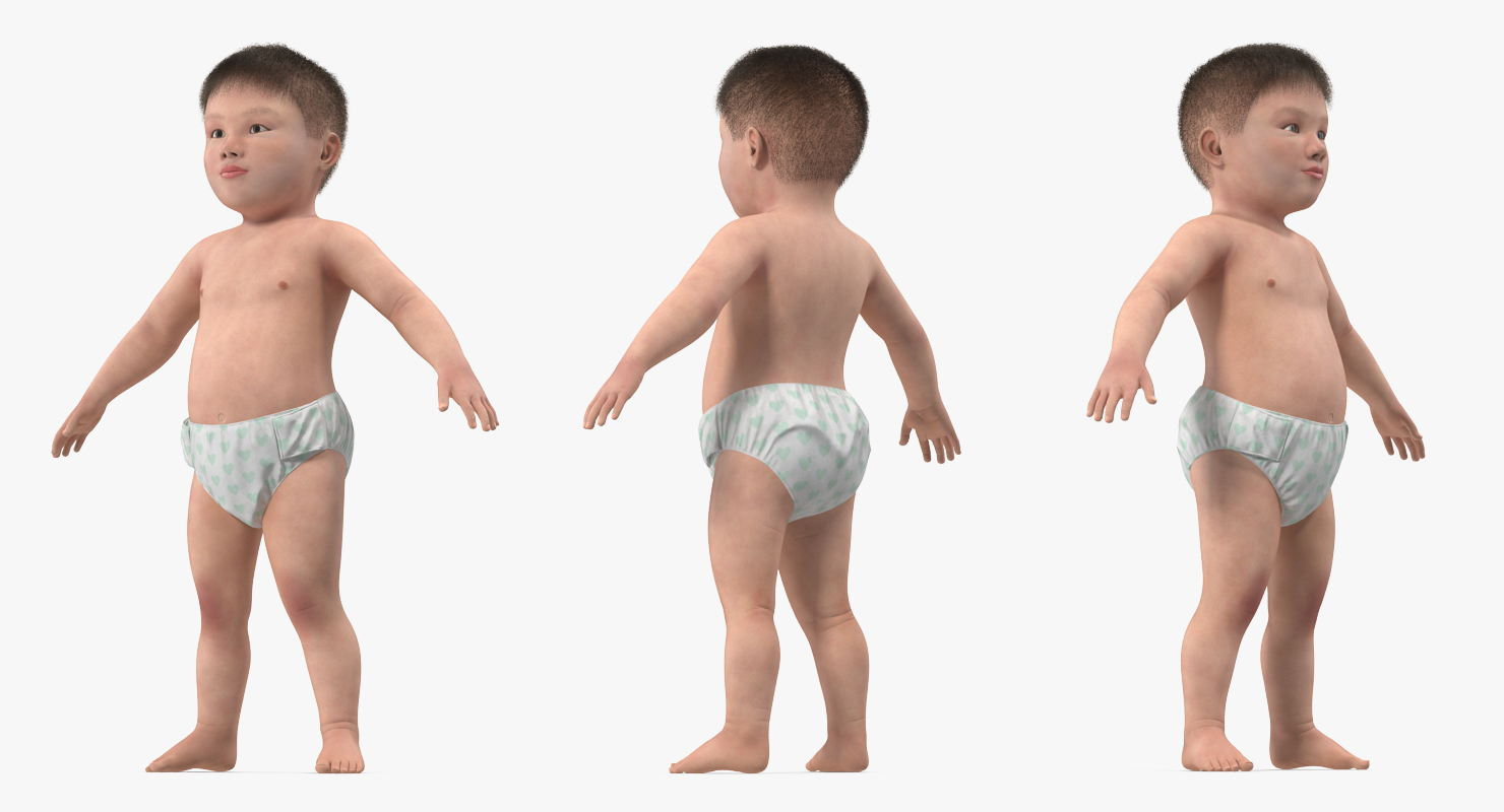 Asian Baby with Fur 3D model