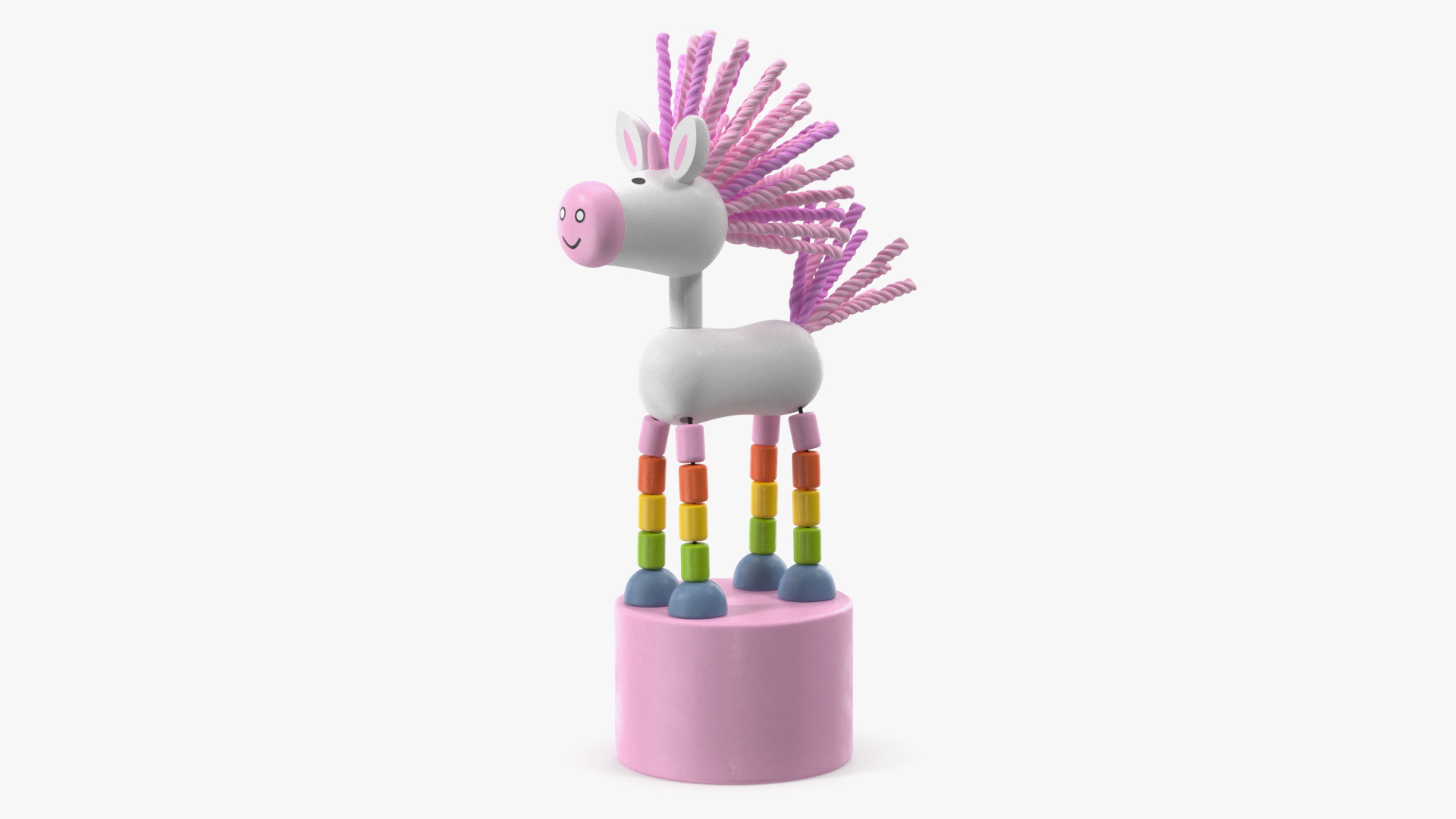 3D Push Puppet Toy Pink Unicorn model
