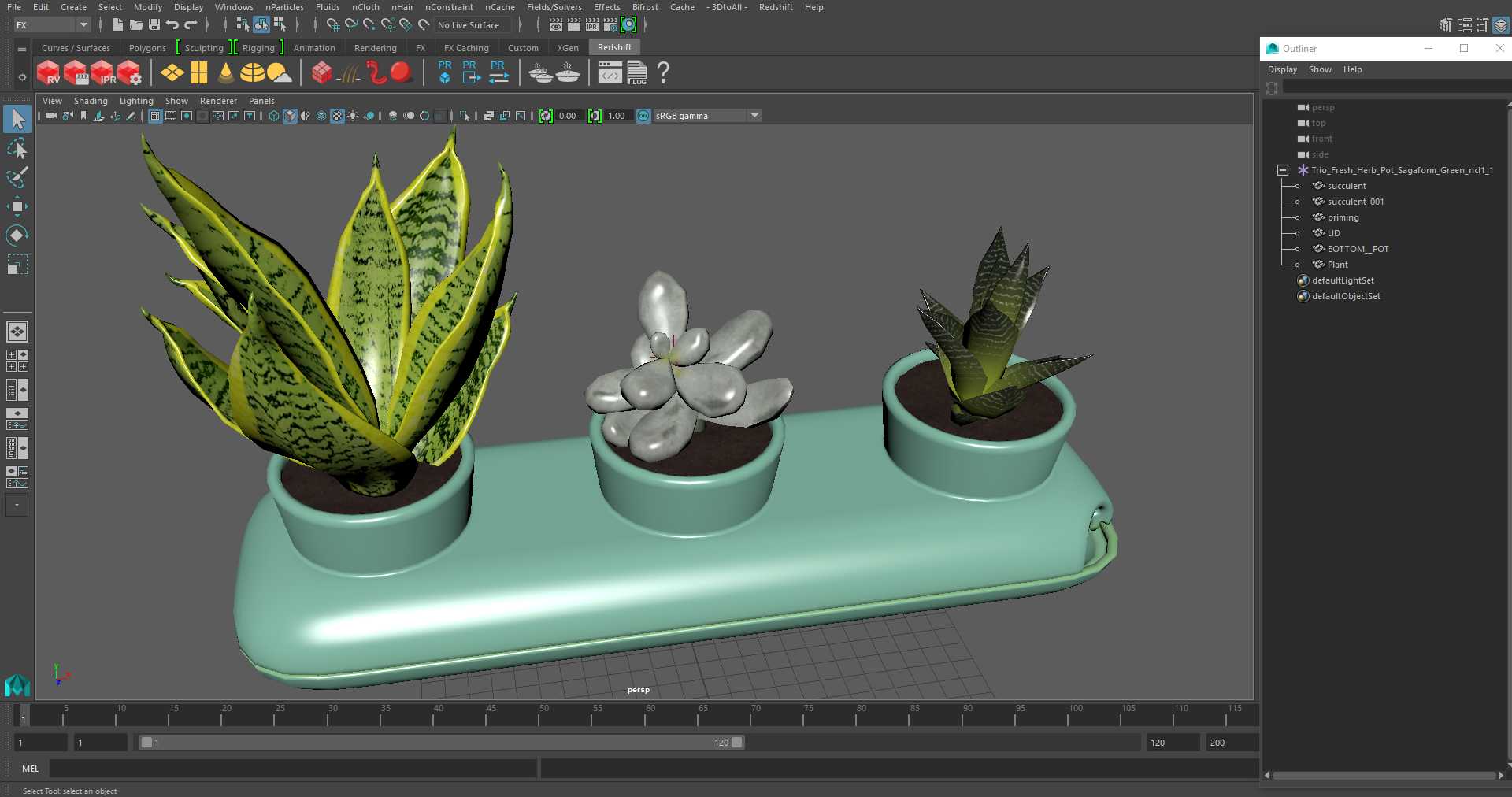 Trio Fresh Herb Pot Sagaform Green 3D model