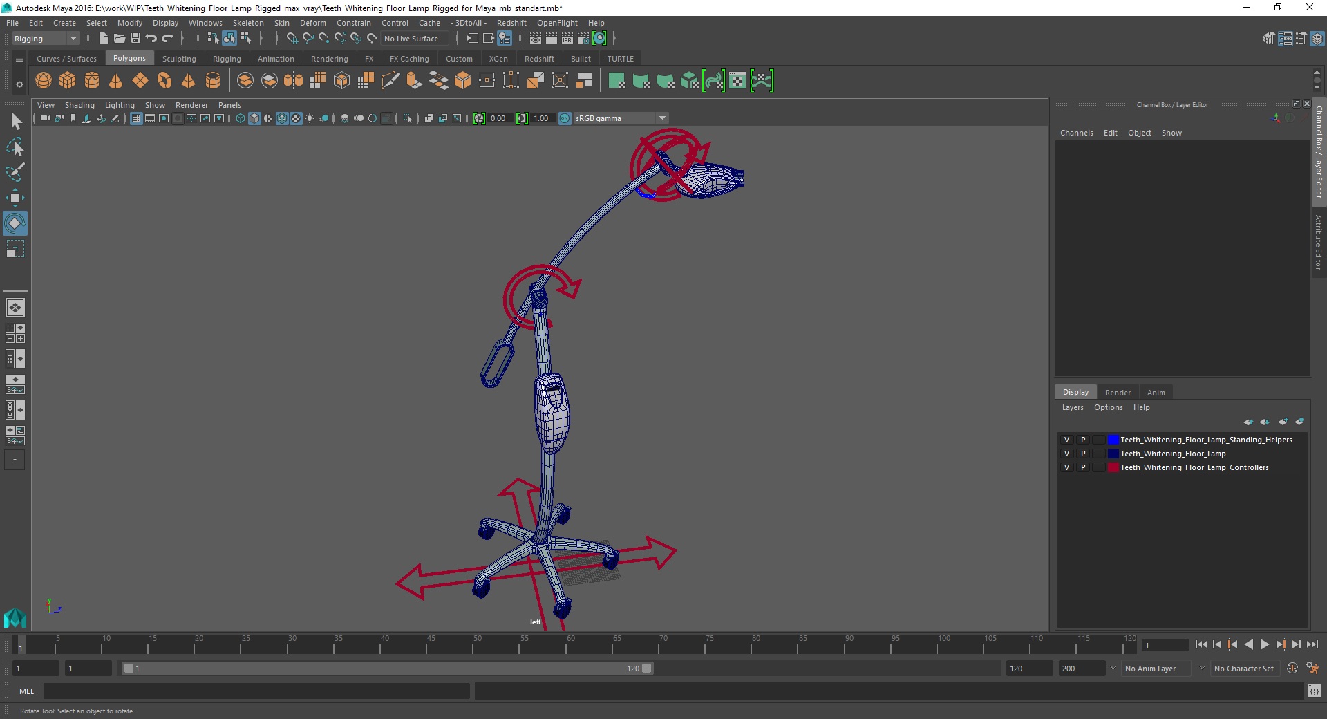 Teeth Whitening Floor Lamp Rigged for Maya 3D