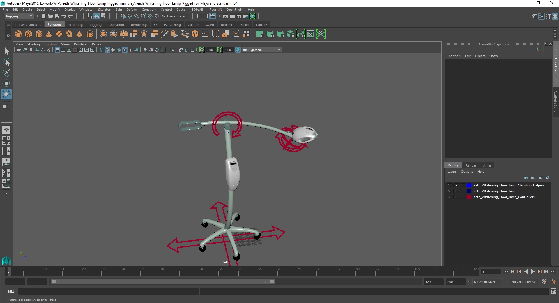 Teeth Whitening Floor Lamp Rigged for Maya 3D