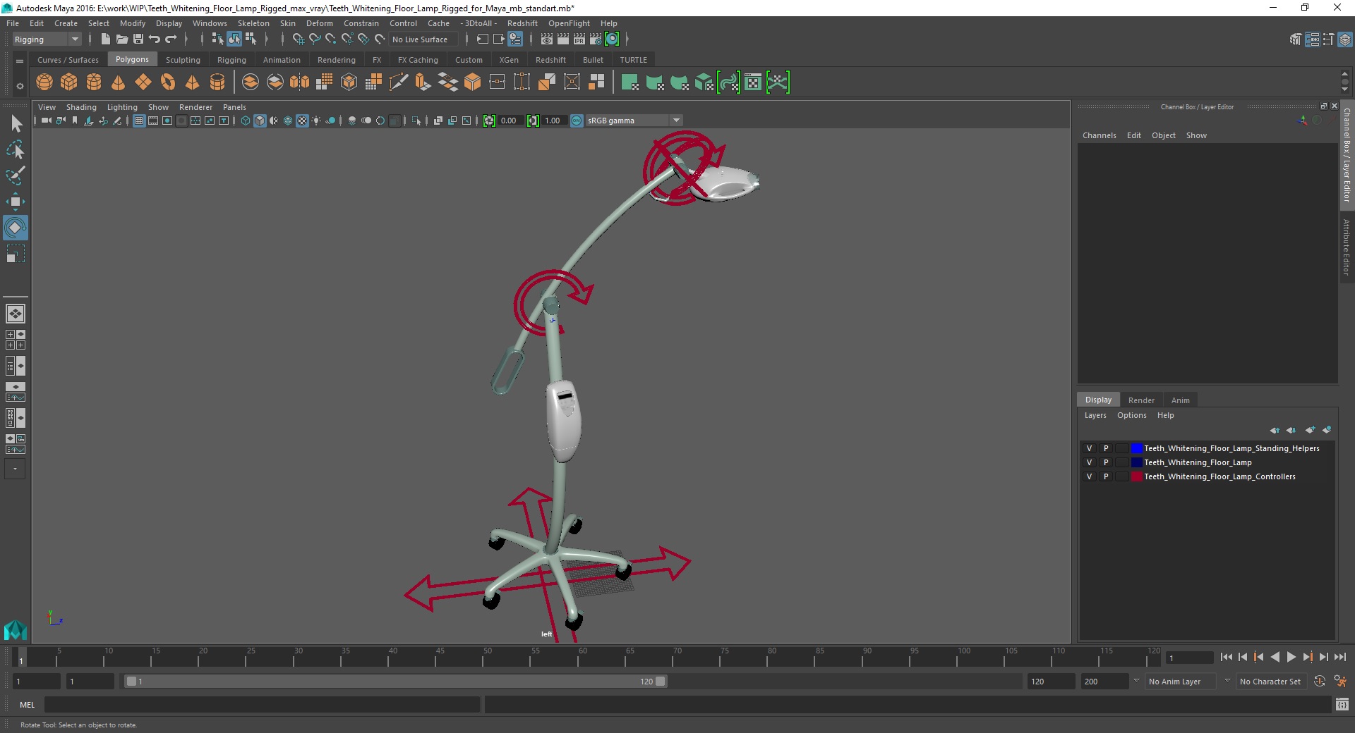 Teeth Whitening Floor Lamp Rigged for Maya 3D