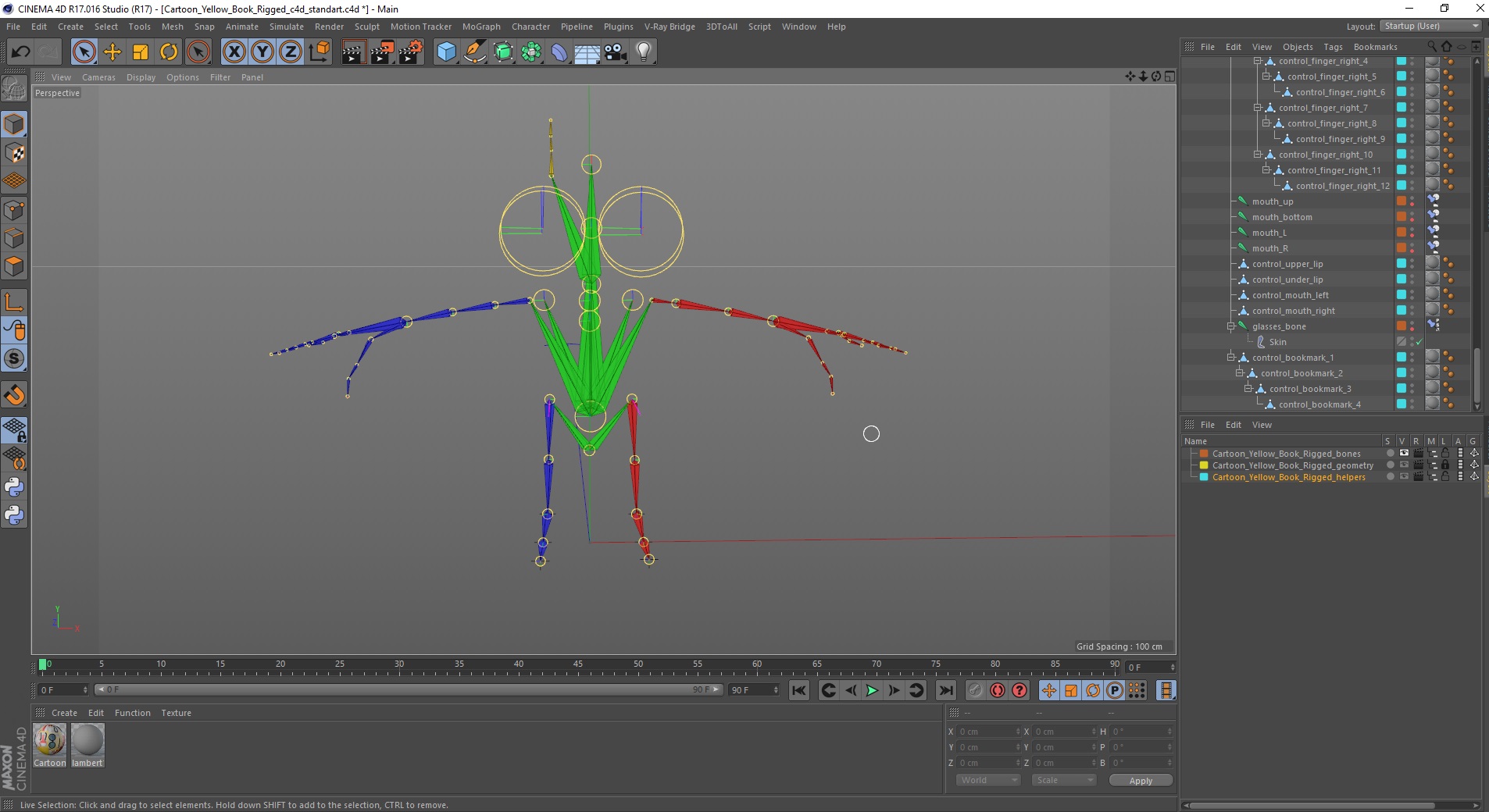 3D model Cartoon Yellow Book Rigged for Cinema 4D