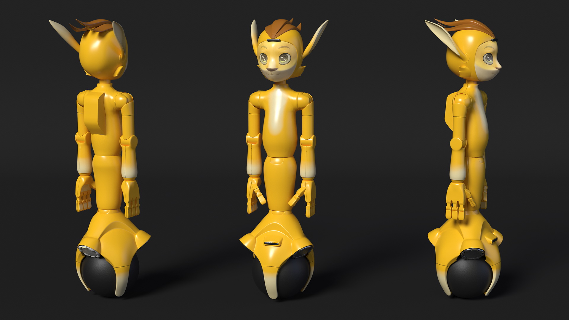 Mirokai Robot Yellow Rigged 3D