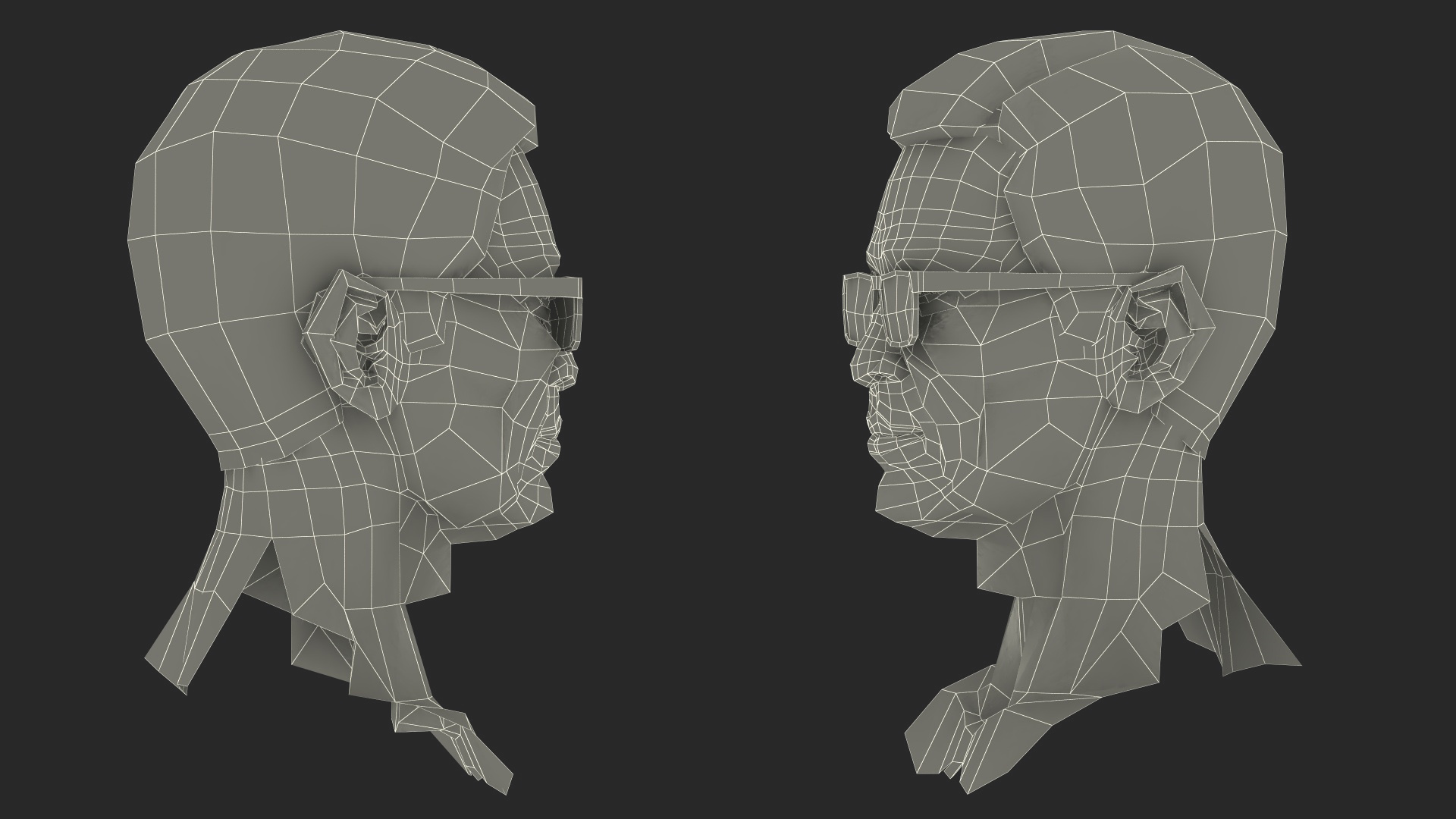 Asian Old Aged Man Head Wearing Glasses 3D model