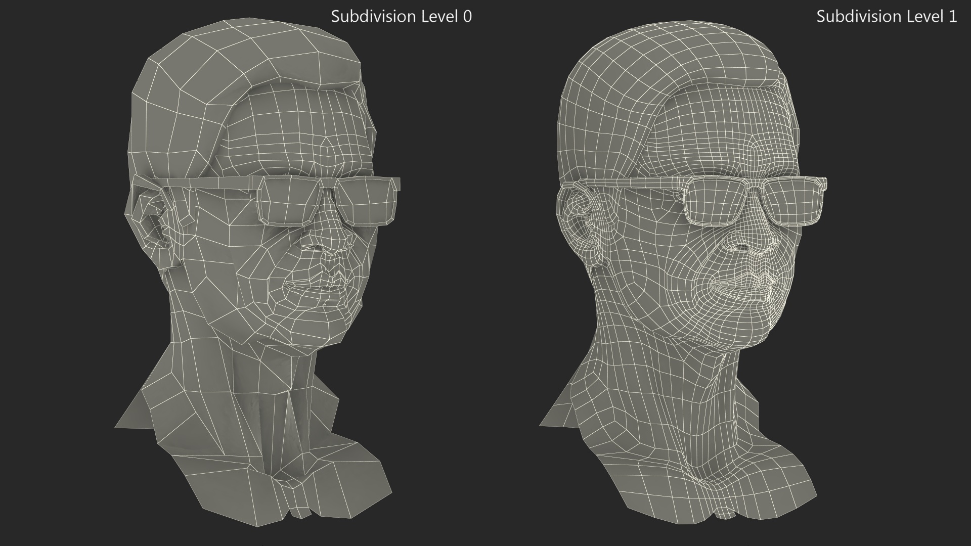 Asian Old Aged Man Head Wearing Glasses 3D model