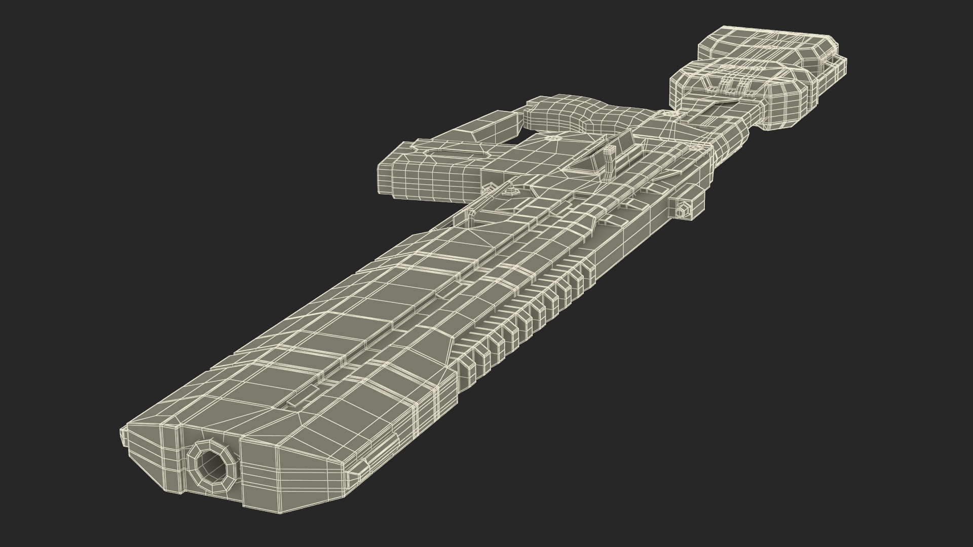 Futuristic Assault Rifle with Cartridge Grey 3D model