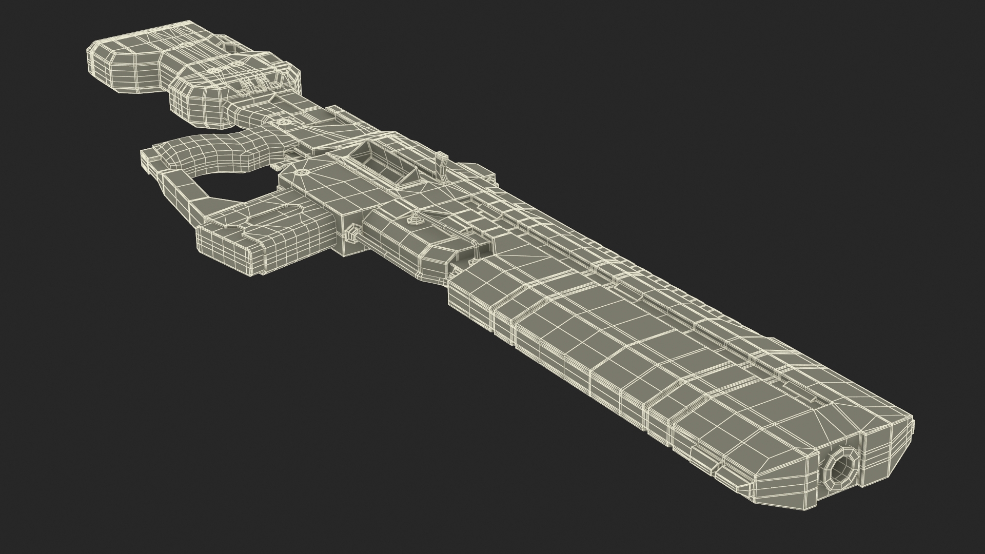 Futuristic Assault Rifle with Cartridge Grey 3D model
