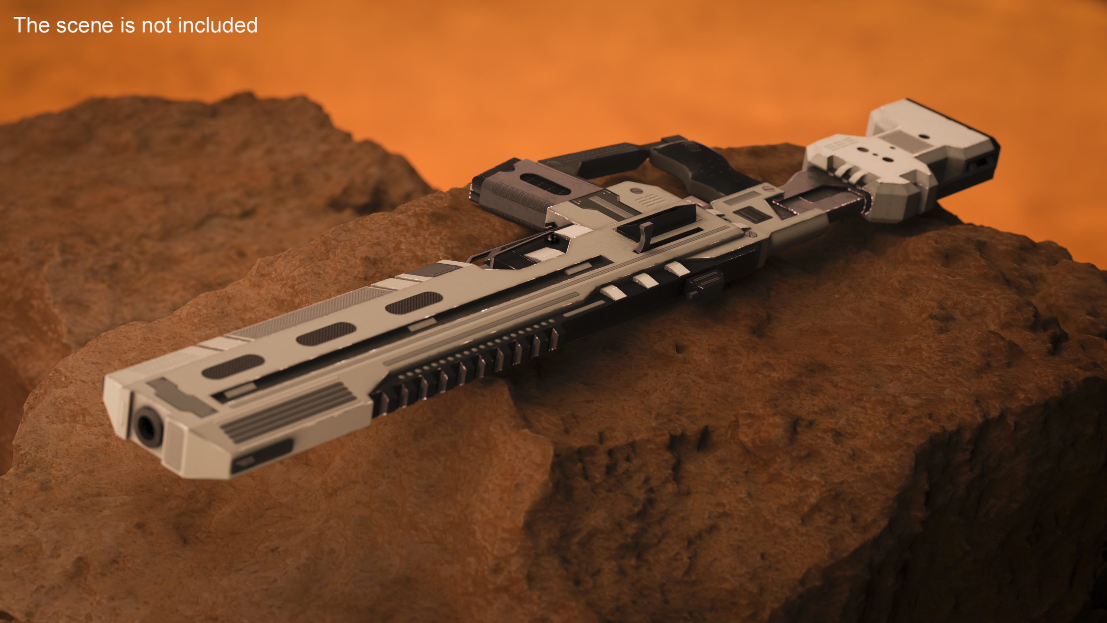 Futuristic Assault Rifle with Cartridge Grey 3D model