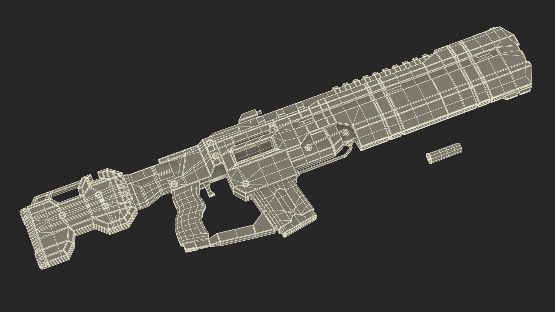 Futuristic Assault Rifle with Cartridge Grey 3D model