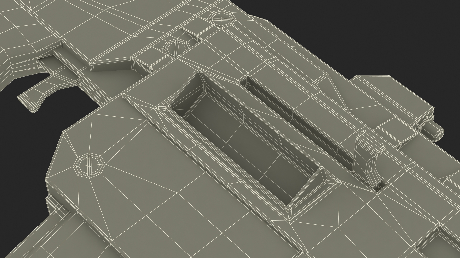 Futuristic Assault Rifle with Cartridge Grey 3D model