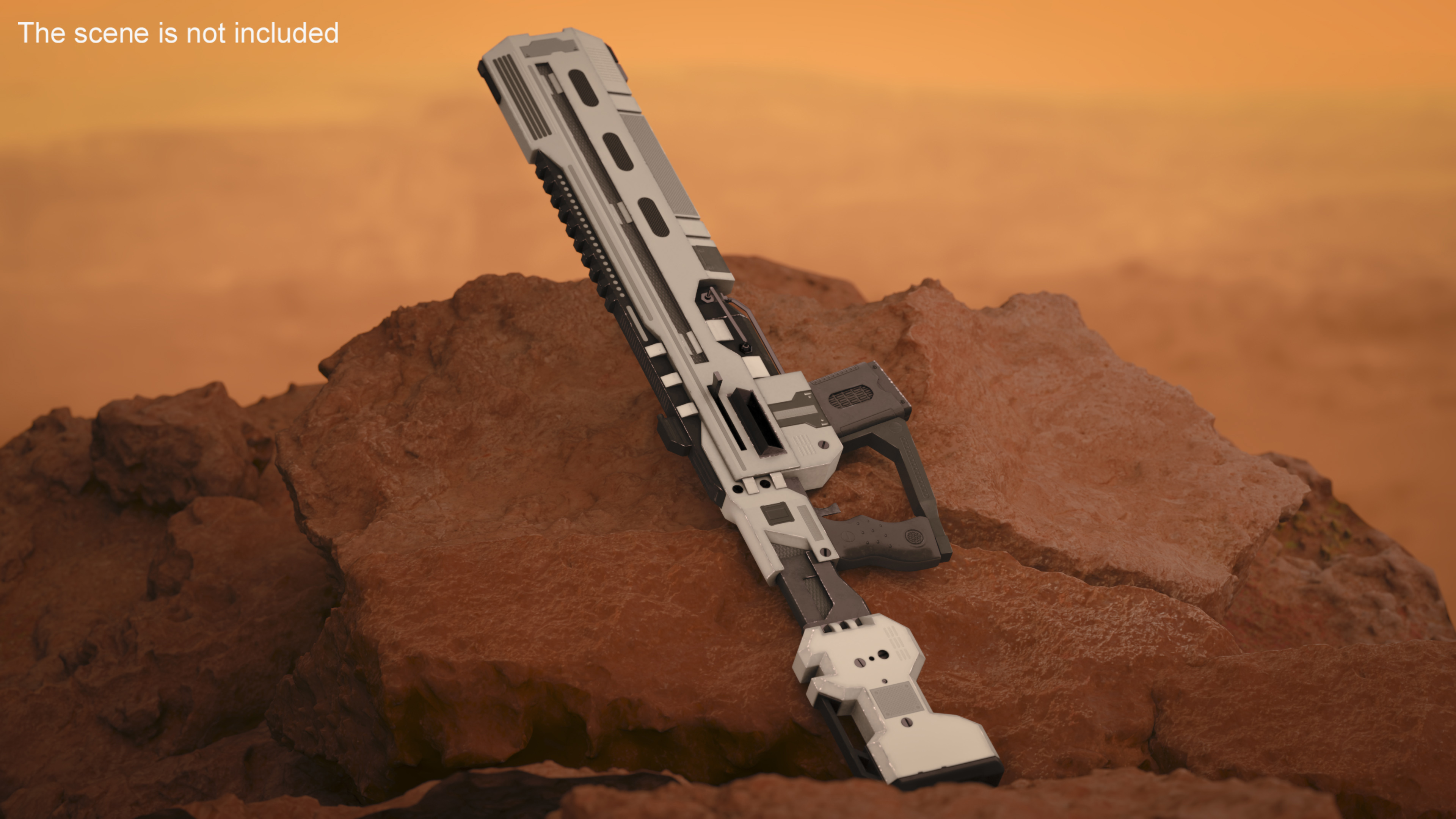 Futuristic Assault Rifle with Cartridge Grey 3D model