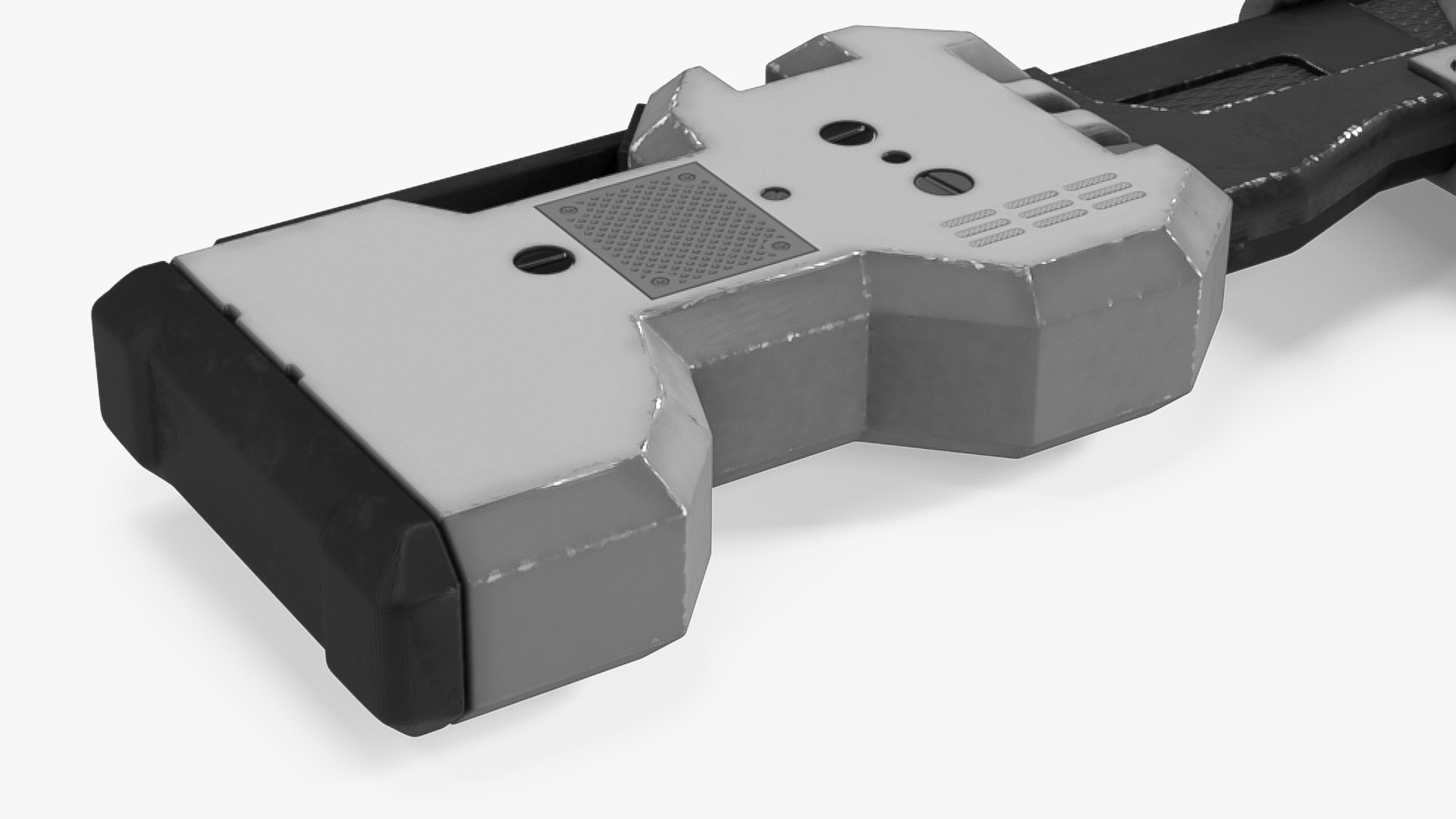 Futuristic Assault Rifle with Cartridge Grey 3D model