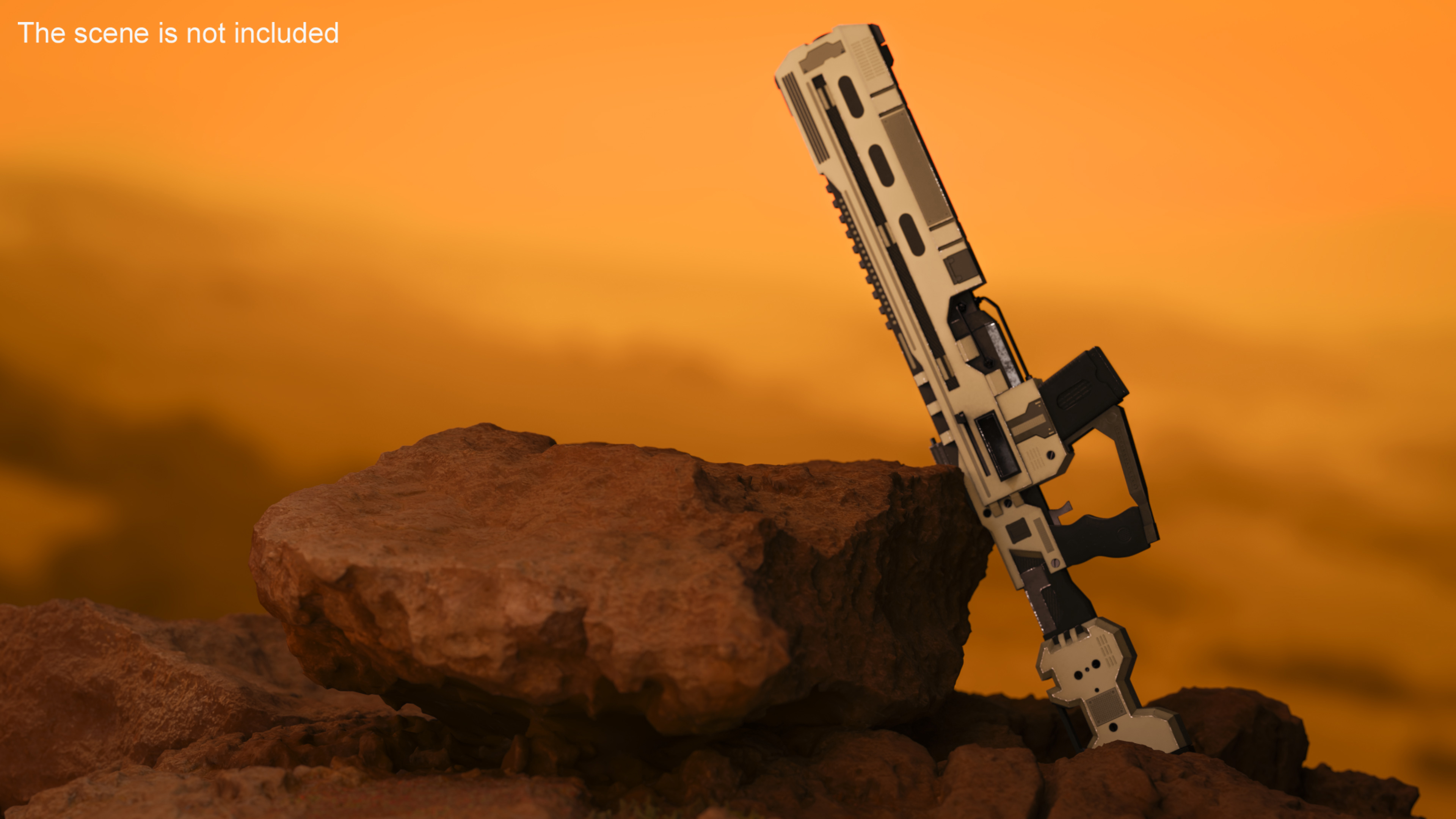 Futuristic Assault Rifle with Cartridge Grey 3D model