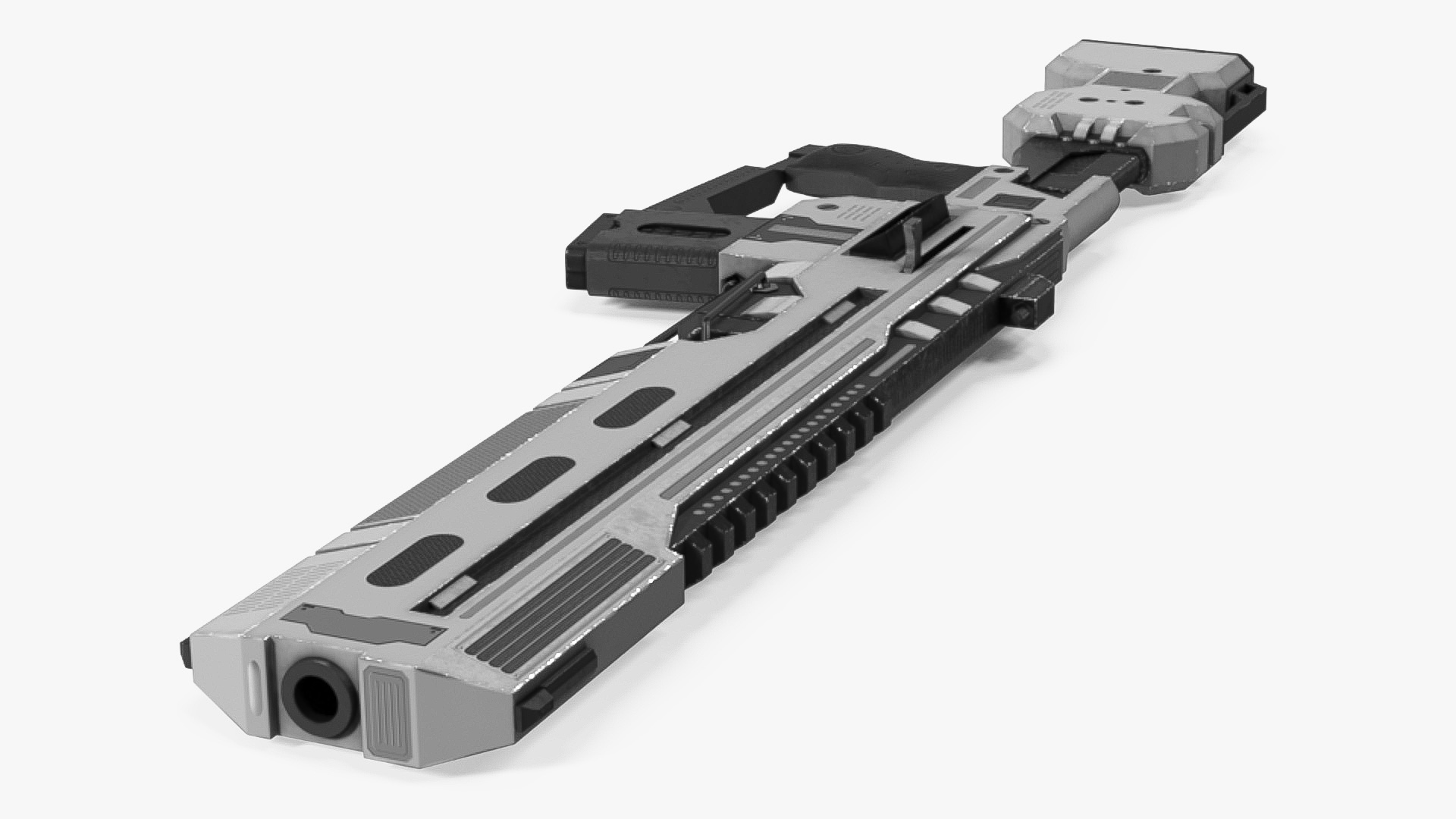 Futuristic Assault Rifle with Cartridge Grey 3D model