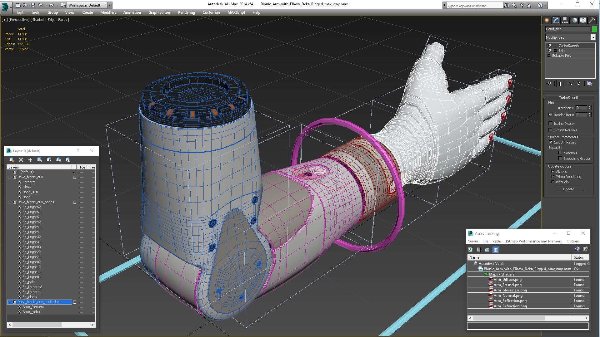 3D Bionic Arm with Elbow Deka Rigged model