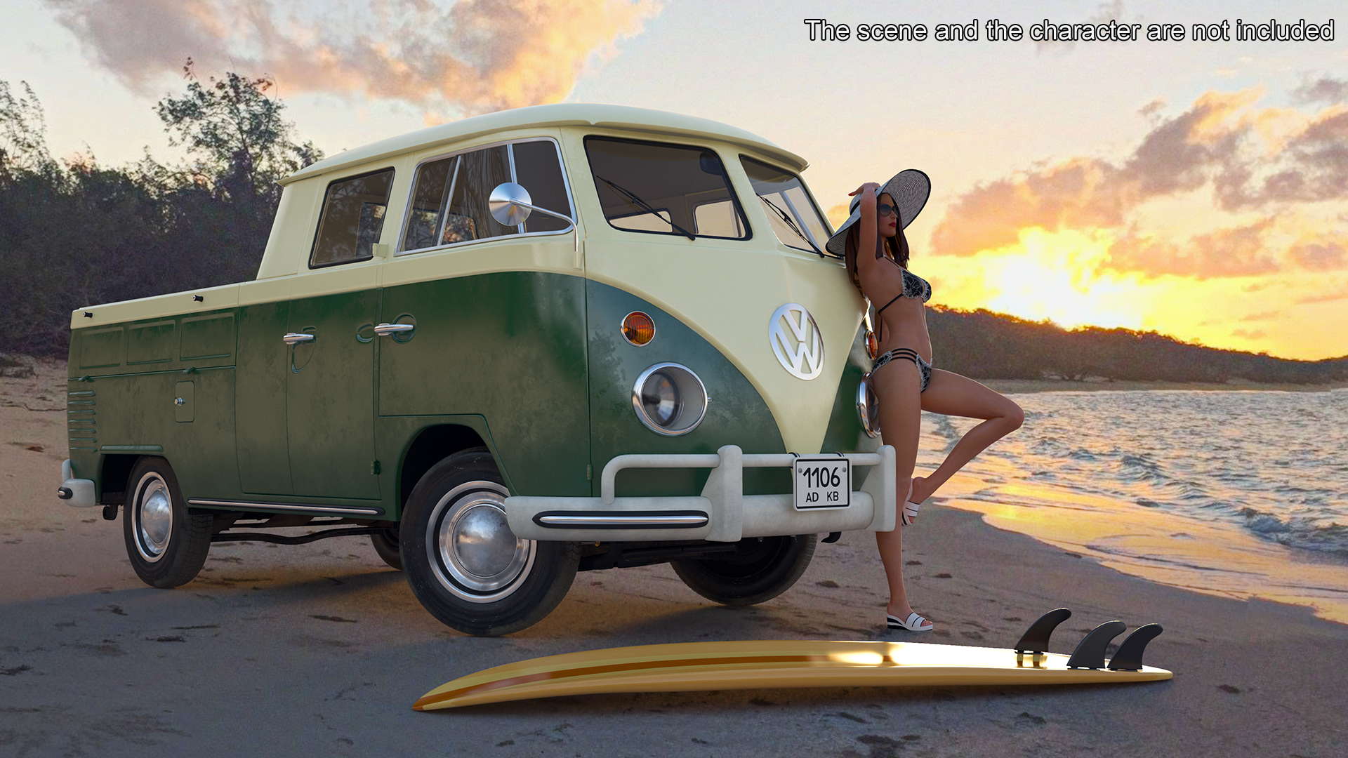 3D model Classic Volkswagen Type 2 Pickup Truck Rigged